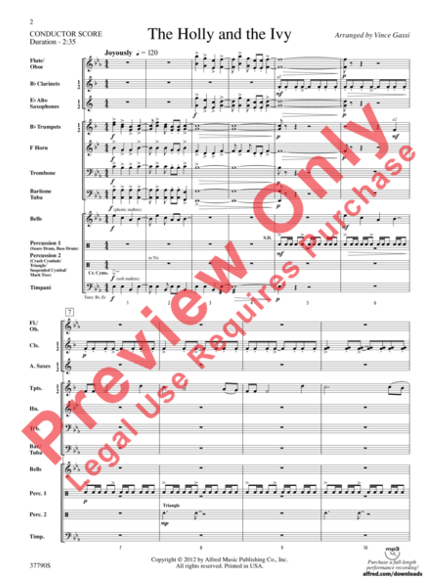 The Holly and the Ivy Concert Band scores gallery preview page 3