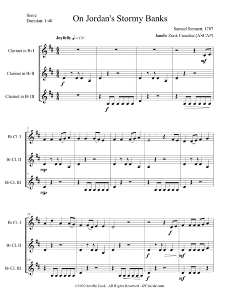 On Jordan's Stormy Banks (Clarinet Trio) Clarinet Trio scores gallery preview page 4
