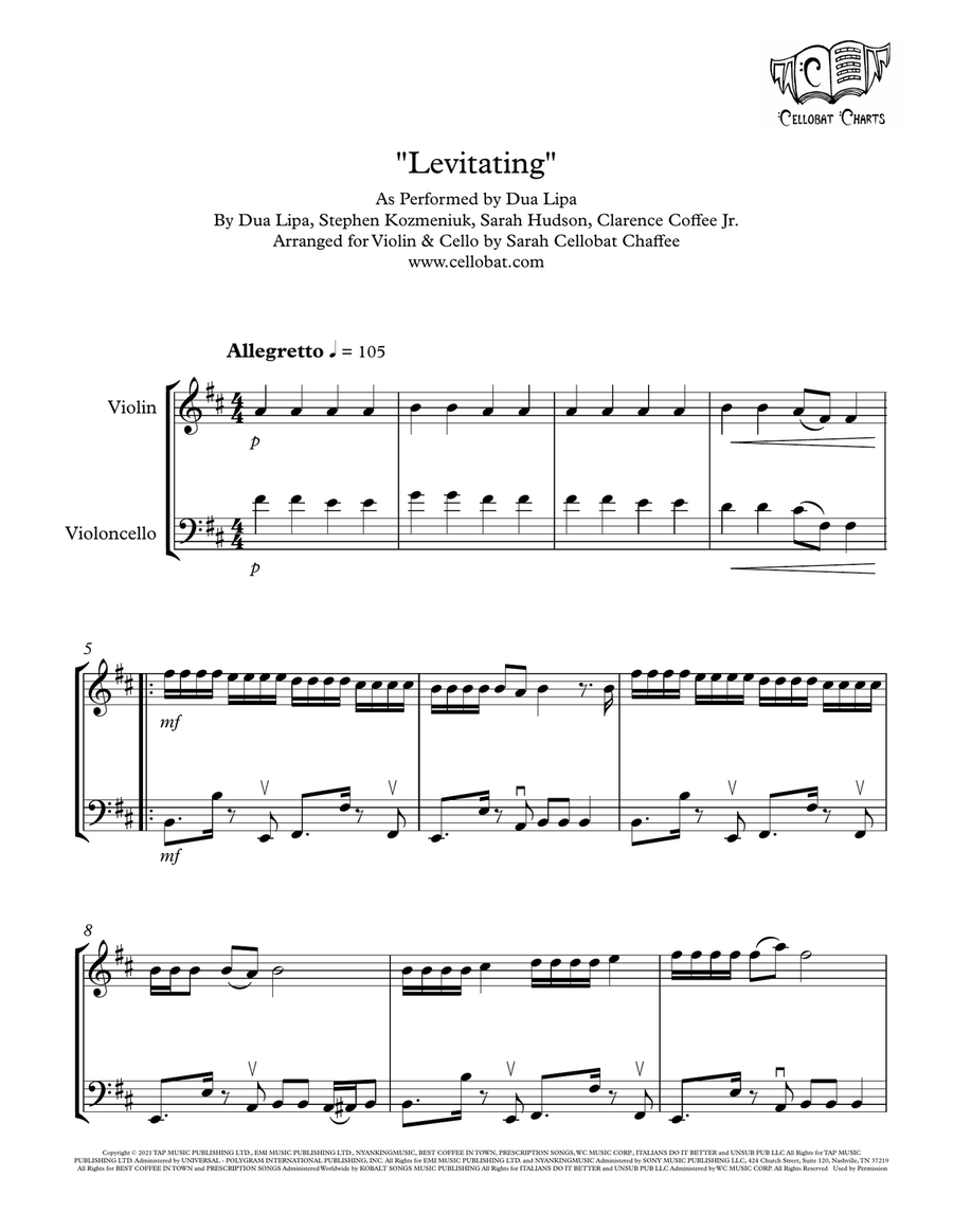 Levitating String Duet scores gallery preview page 1