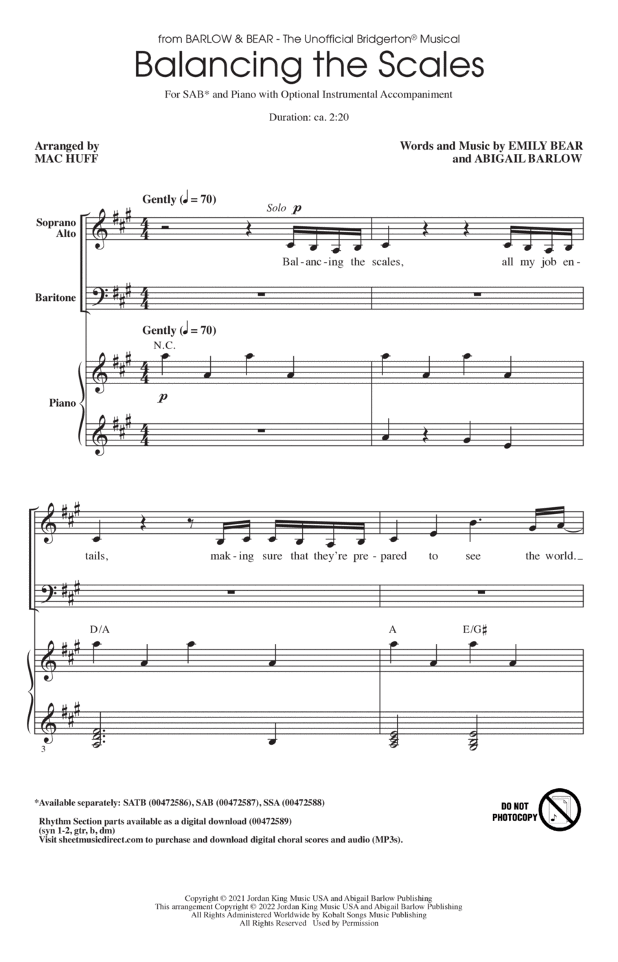 Balancing The Scales (from The Unofficial Bridgerton Musical) (arr. Mac Huff) 3-Part scores gallery preview page 1