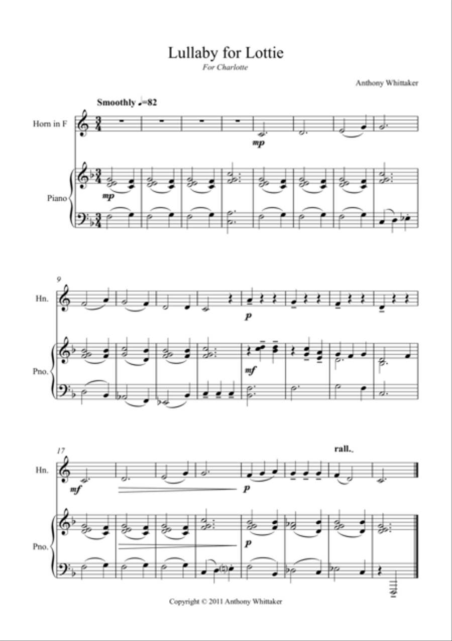 Lullaby for Lottie Easy Piano scores gallery preview page 1