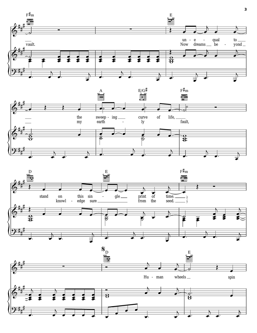 Human Wheels Piano, Vocal, Guitar scores gallery preview page 3