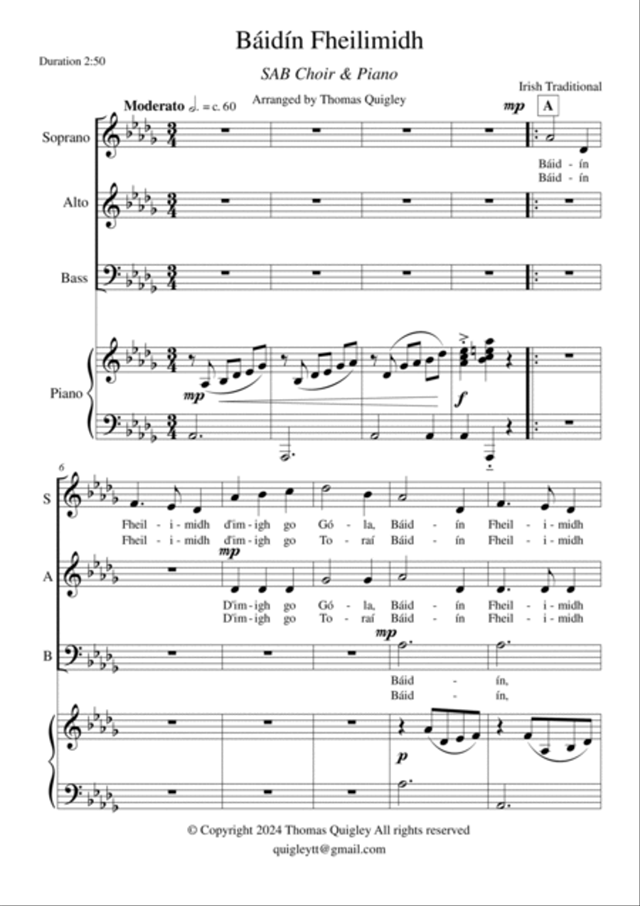 Báidín Fheilimidh 3-Part scores gallery preview page 2