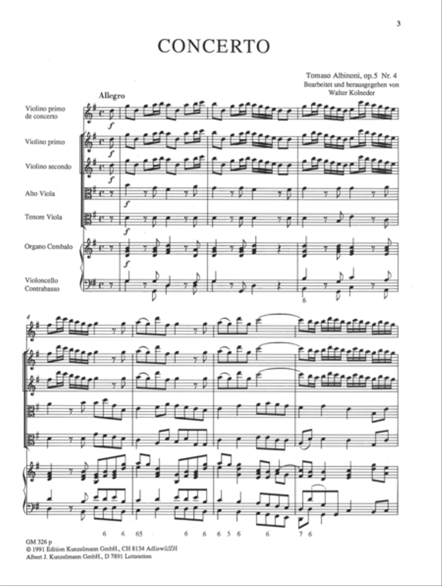 Concerto a cinque Op. 5/4 Violin scores gallery preview page 2