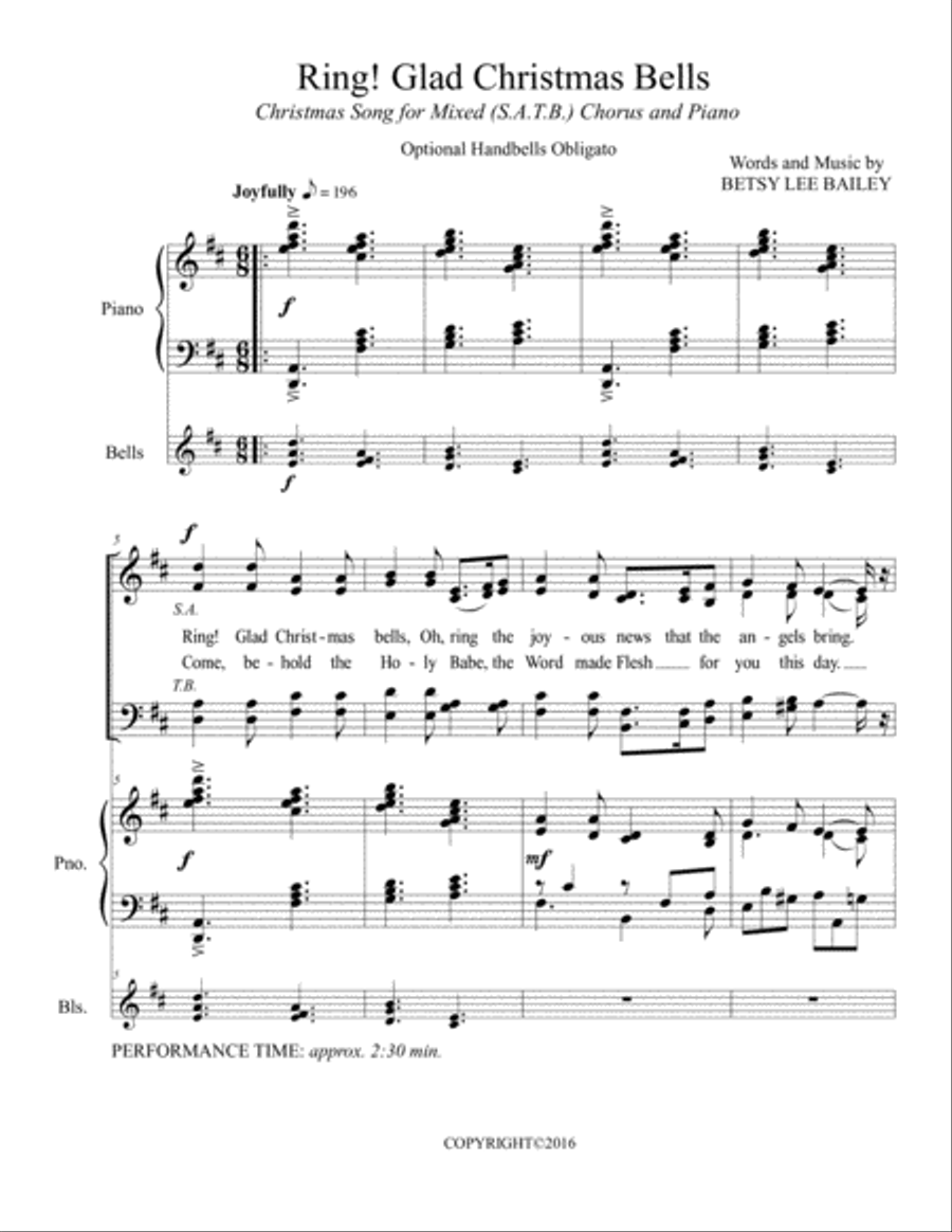 Ring Glad Christmas Bells - SATB image number null