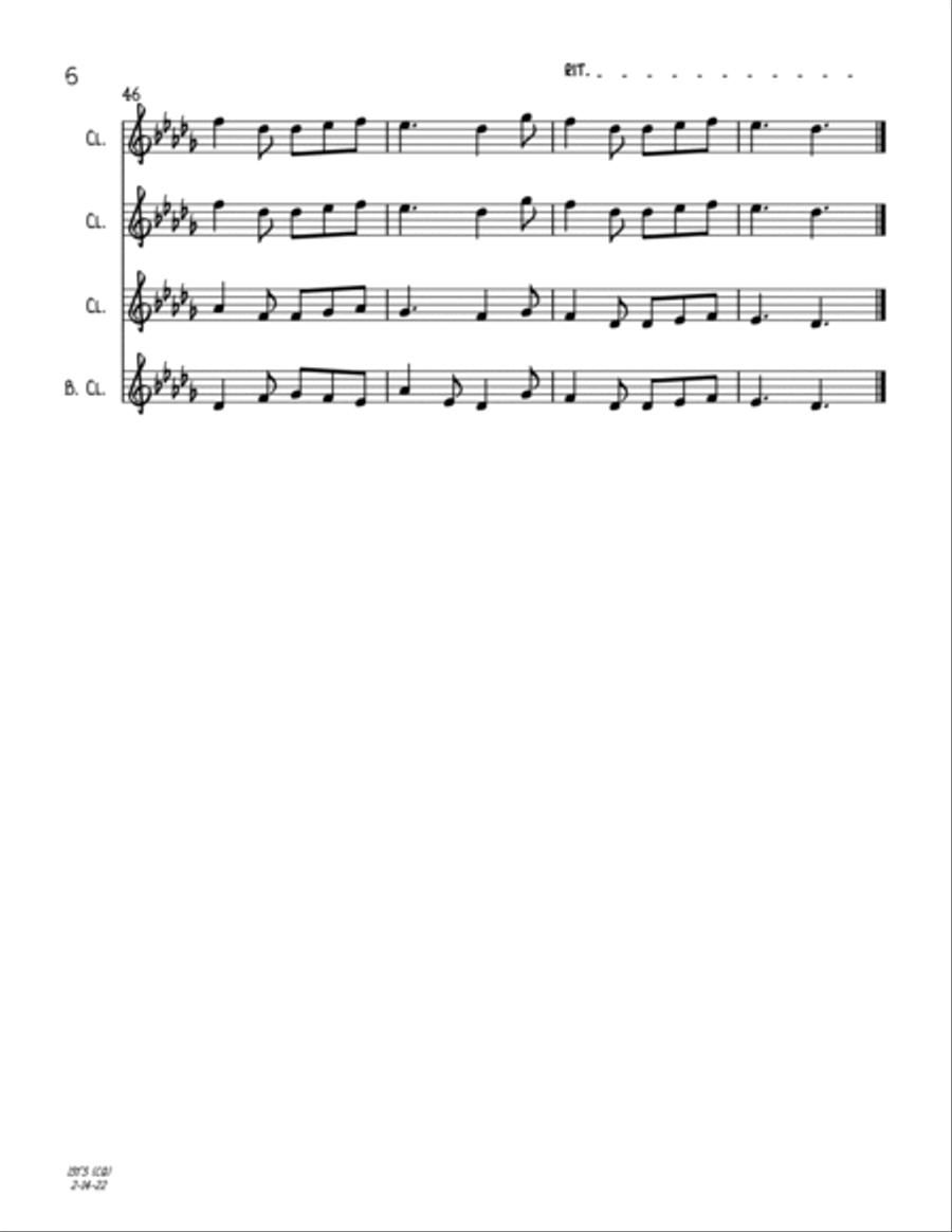 I Saw Three Ships (Clarinet Quartet) Clarinet Quartet scores gallery preview page 6