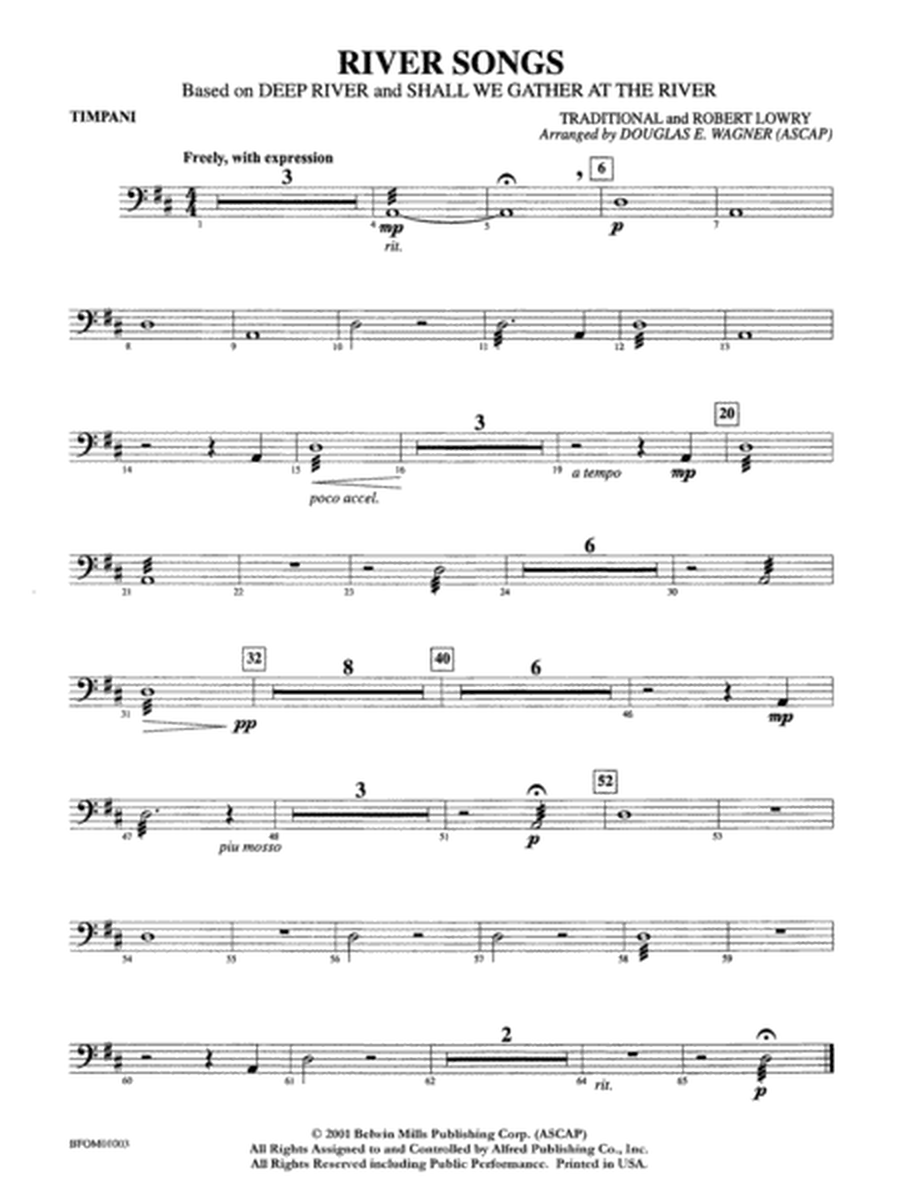 River Songs (based on "Deep River" and "Shall We Gather at the River"): Timpani