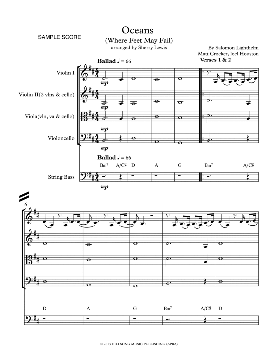 Oceans (where Feet May Fail) String Trio scores gallery preview page 1