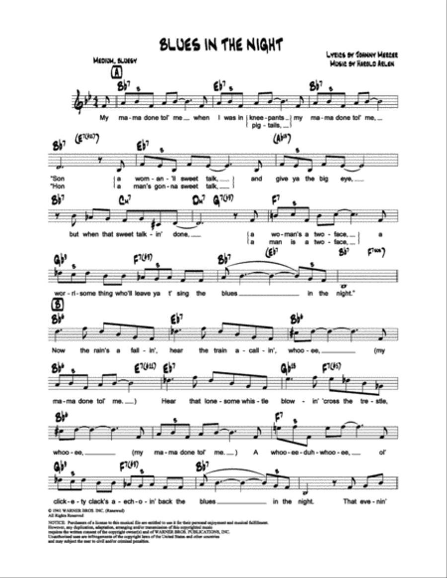 Blues in the Night School and Community scores gallery preview page 1