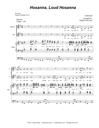 Book cover for Hosanna, Loud Hosanna (Duet for Soprano and Alto Solo - Organ accompaniment)