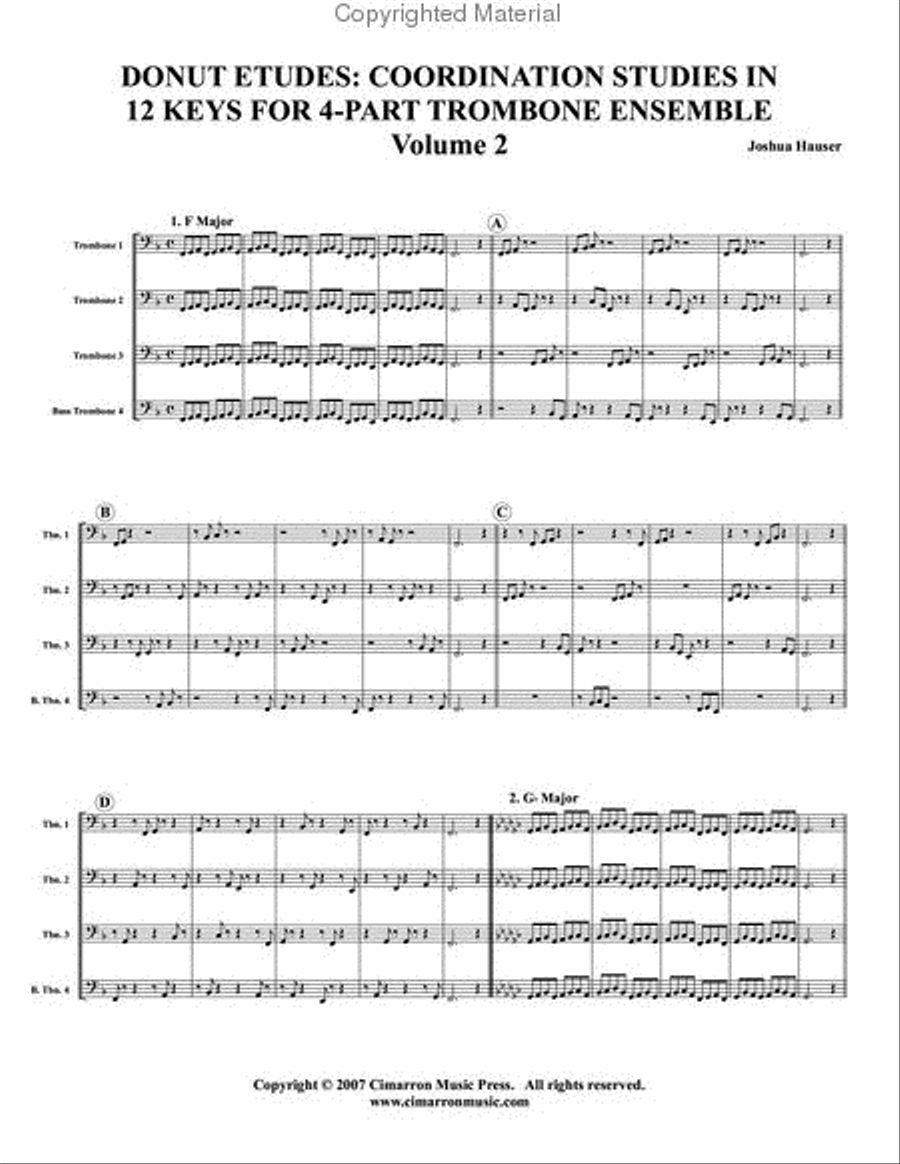 Donut Etudes: Coordination Studies in 12 Keys Trombone Quartet scores gallery preview page 2