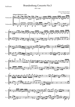 Book cover for Brandenburg Concerto No. 3 in G major, BWV 1048 1st Mov. (J.S. Bach) for Cello Duo