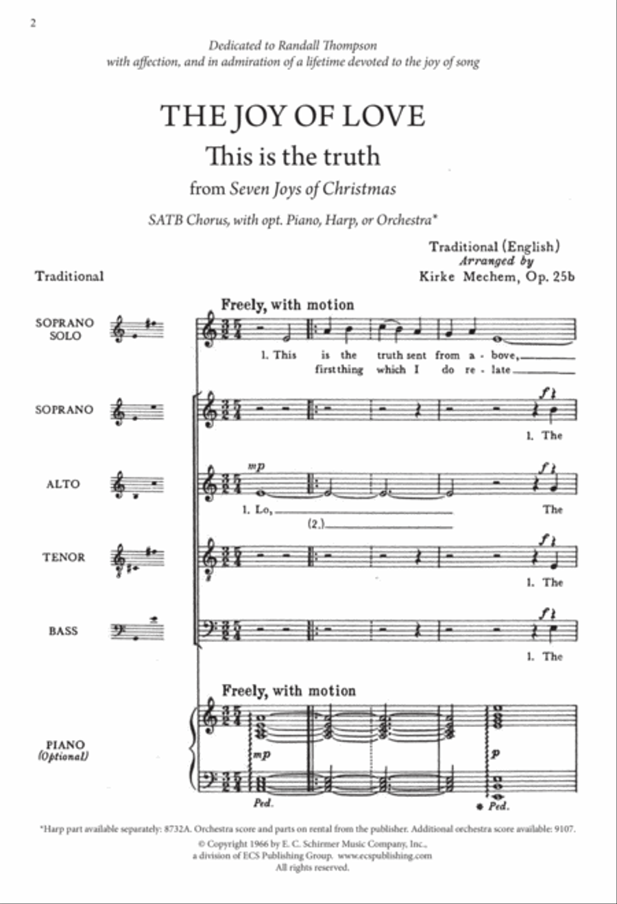 The Seven Joys of Christmas: 1. The Joy of Love: This is the truth 4-Part scores gallery preview page 2