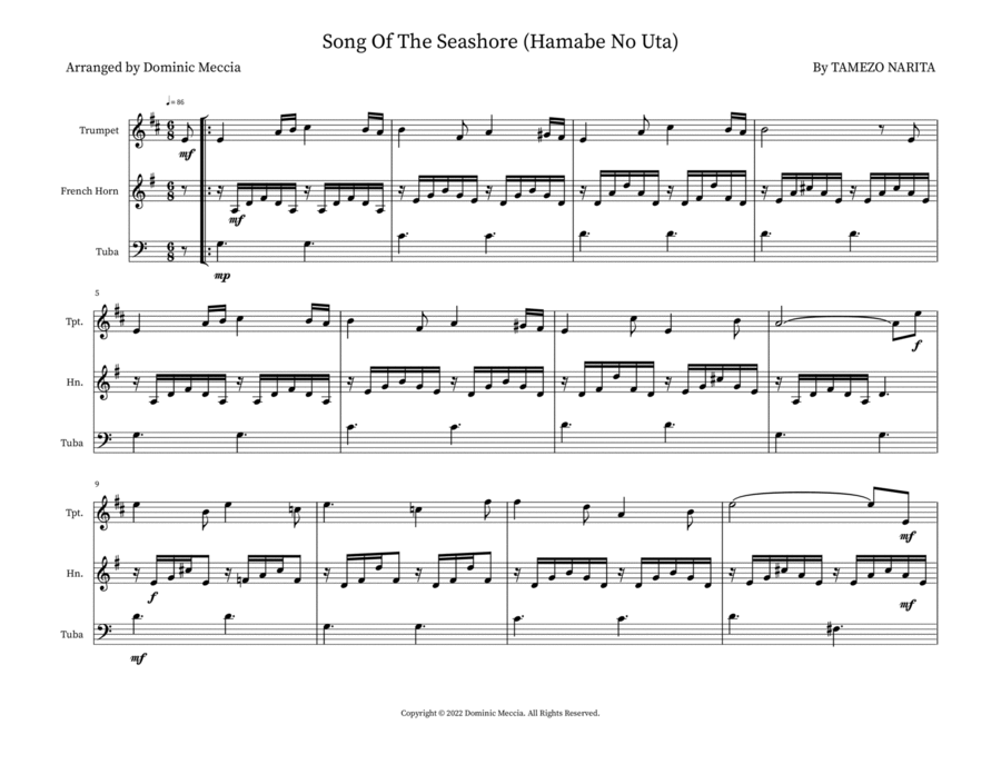 Song Of The Seashore (Hamabe No Uta) Small Ensemble scores gallery preview page 1