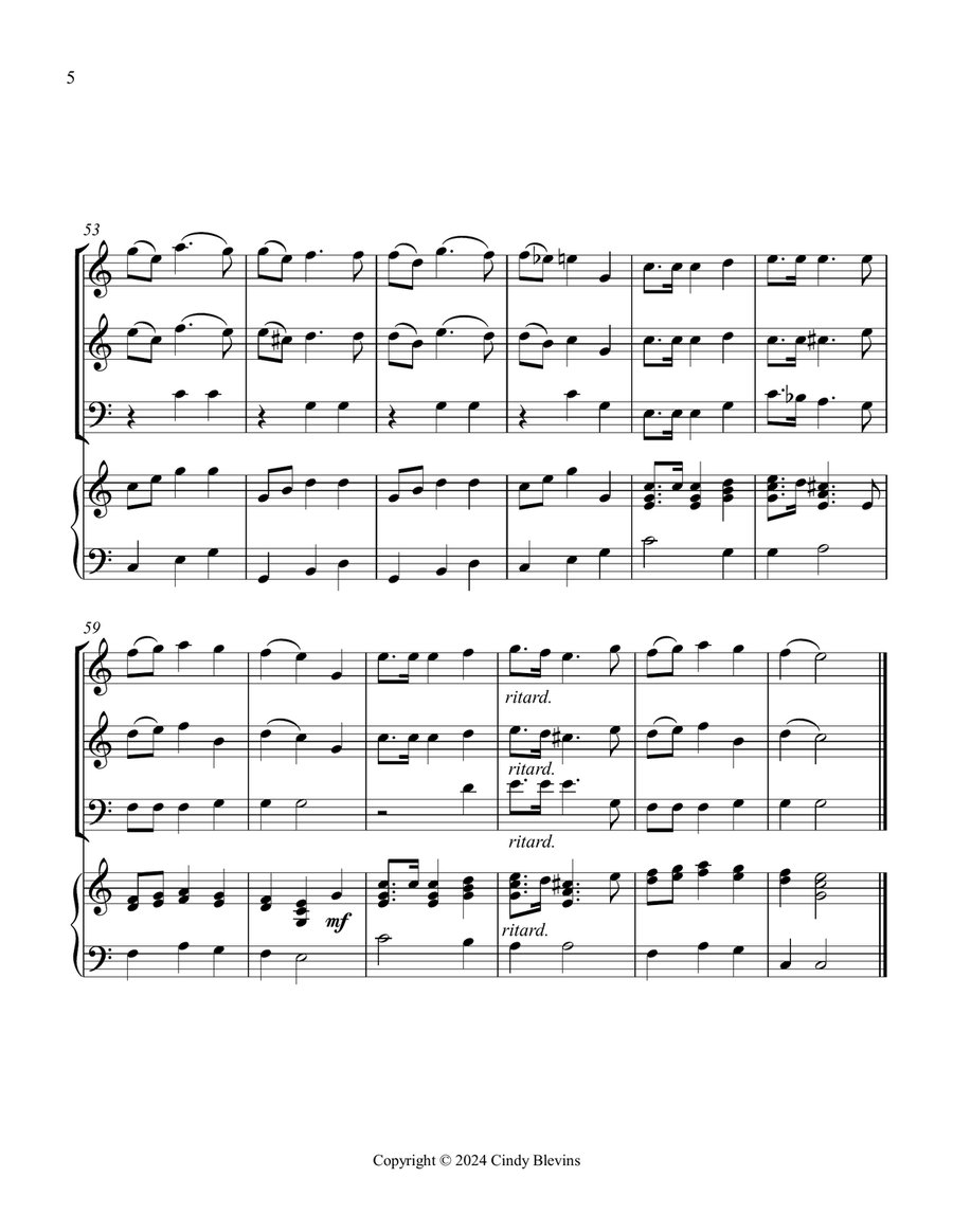 O Christmas Tree, for Two Violins, Cello and Piano Piano Quartet scores gallery preview page 6