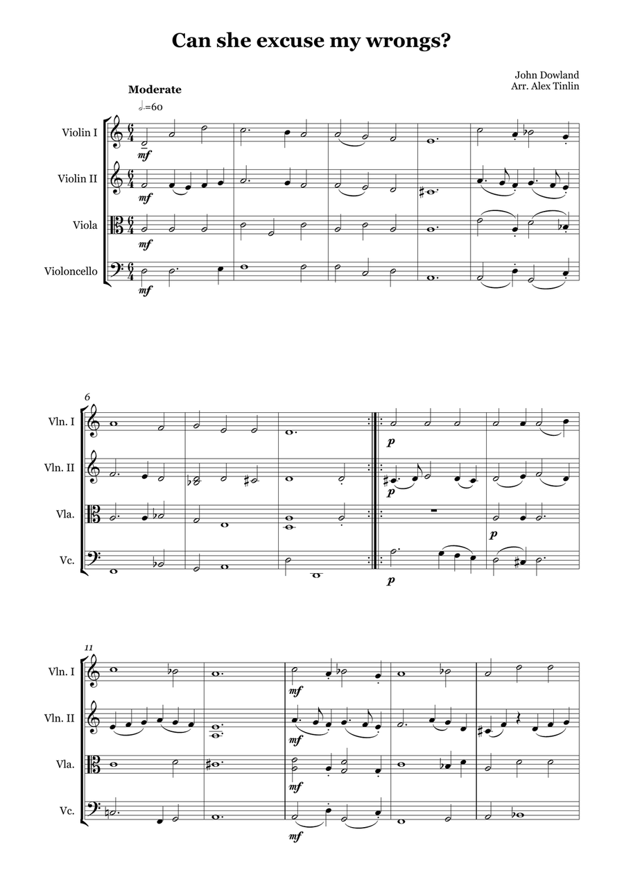 Can She Excuse My Wrongs? String Quartet scores gallery preview page 2