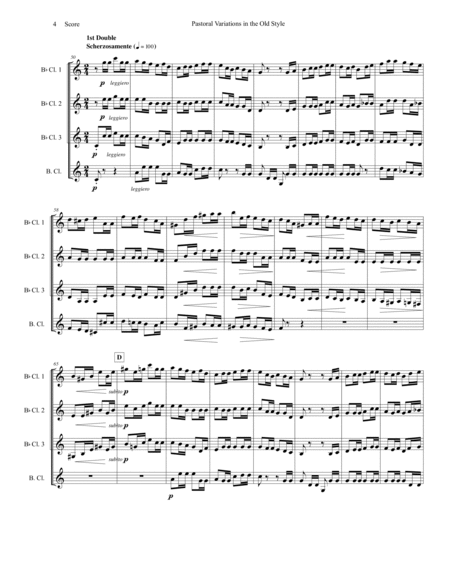 Pierne Pastoral Variations in the Old Style set for clarinet quartet image number null