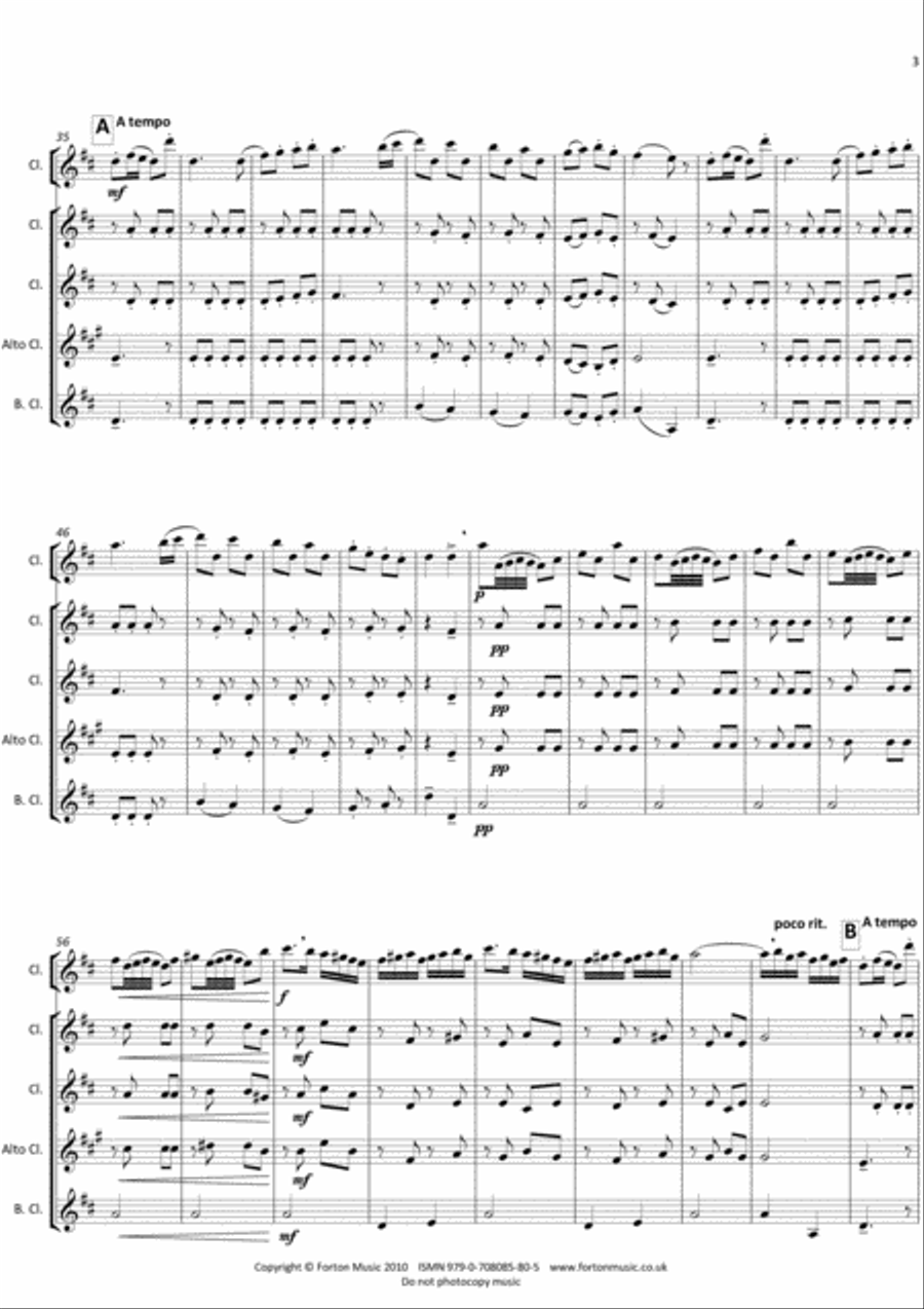 Tambourin Tambourin Clarinet Choir scores gallery preview page 3