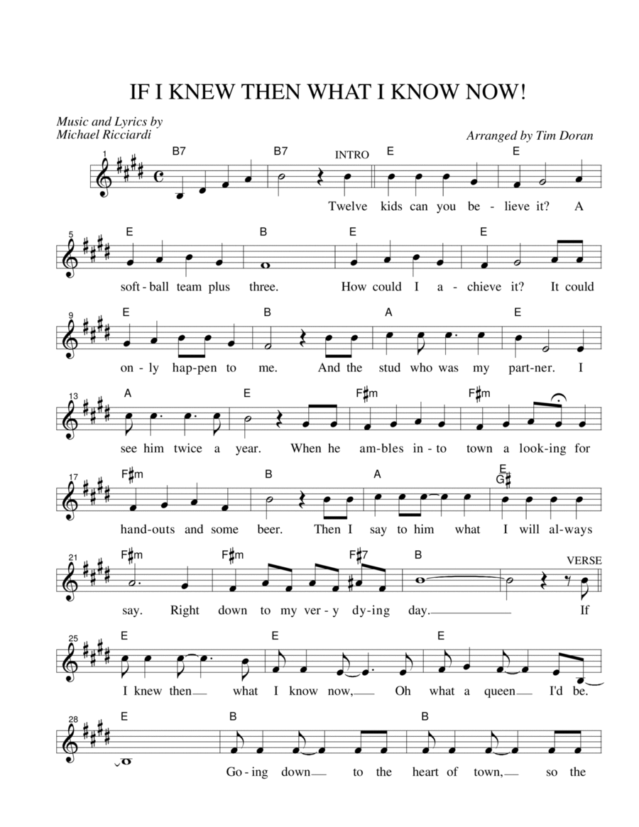 IF I KNEW THEN WHAT I KNOW NOW Voice scores gallery preview page 1