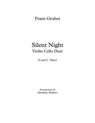 Silent Night Violin Cello Duet Two Tonalities Included