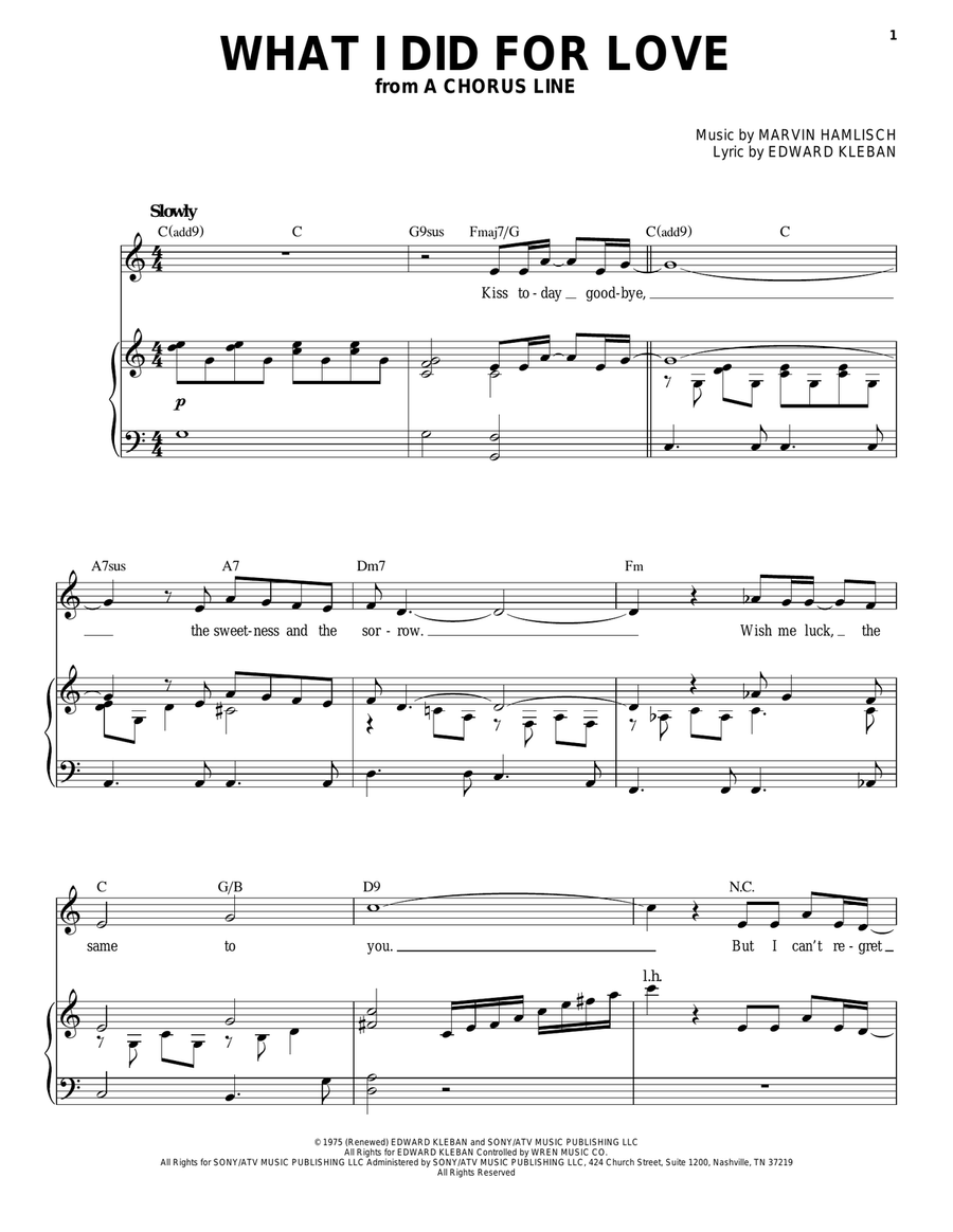 What I Did For Love High Voice scores gallery preview page 1