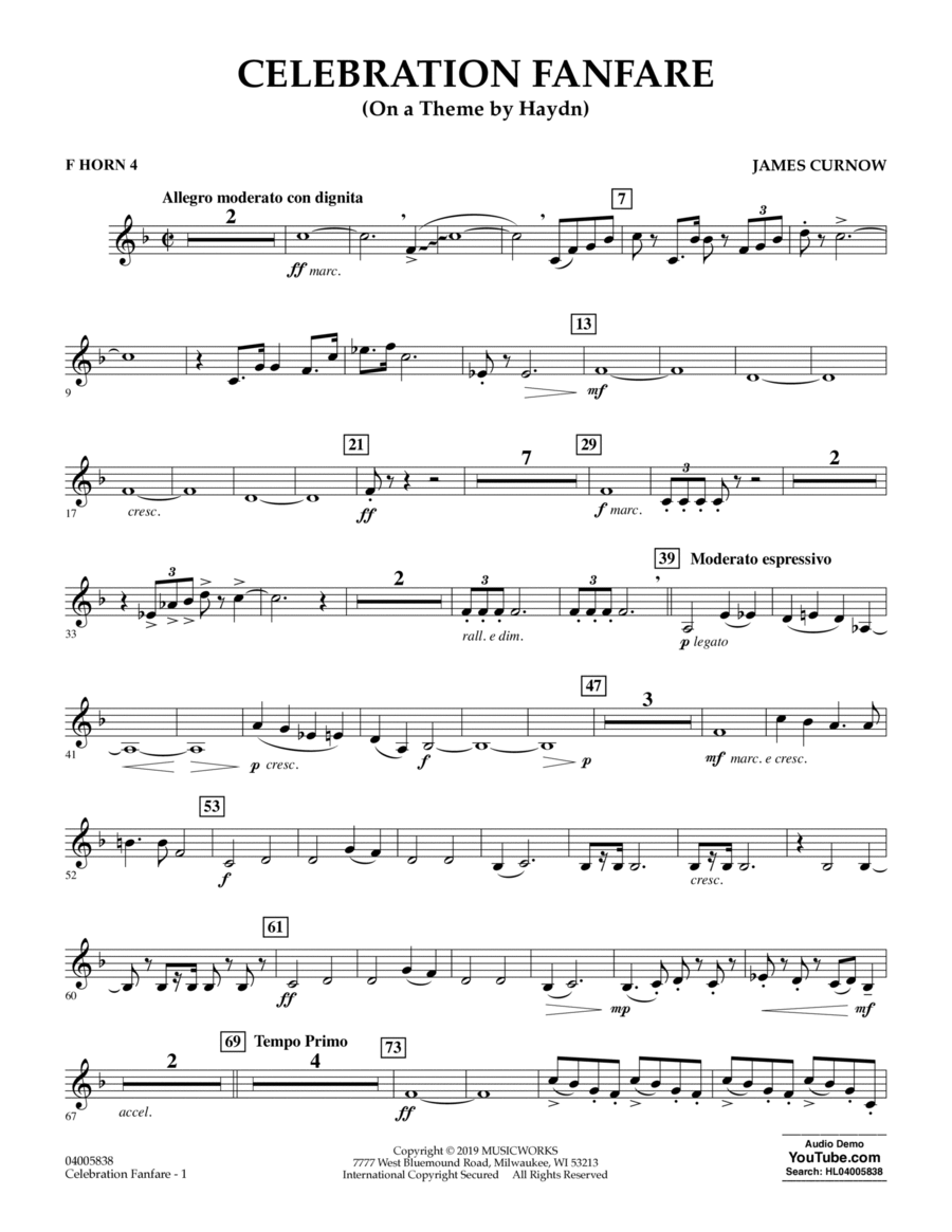 Celebration Fanfare (On a Theme by Haydn) - F Horn 4