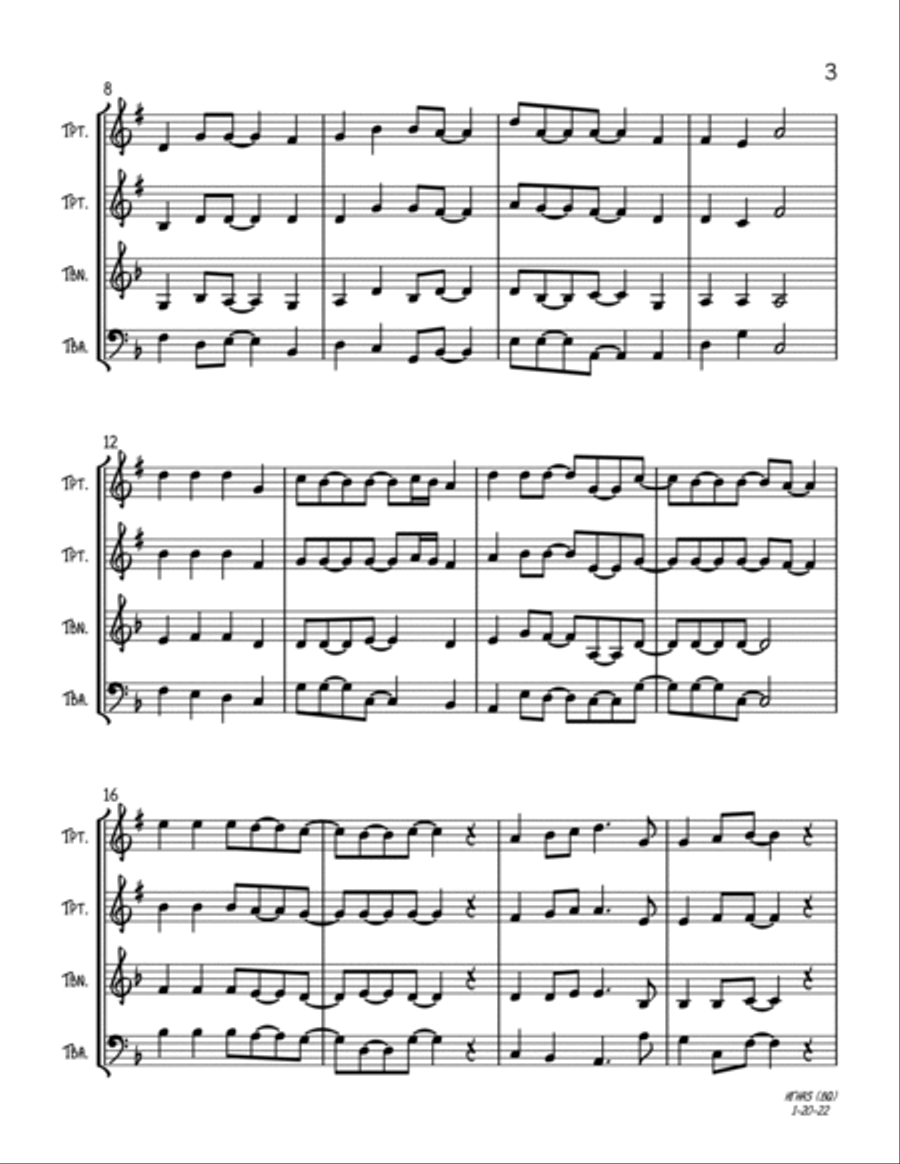 Hark! The Herald Angels Sing (Brass Quartet) Brass Quartet scores gallery preview page 3