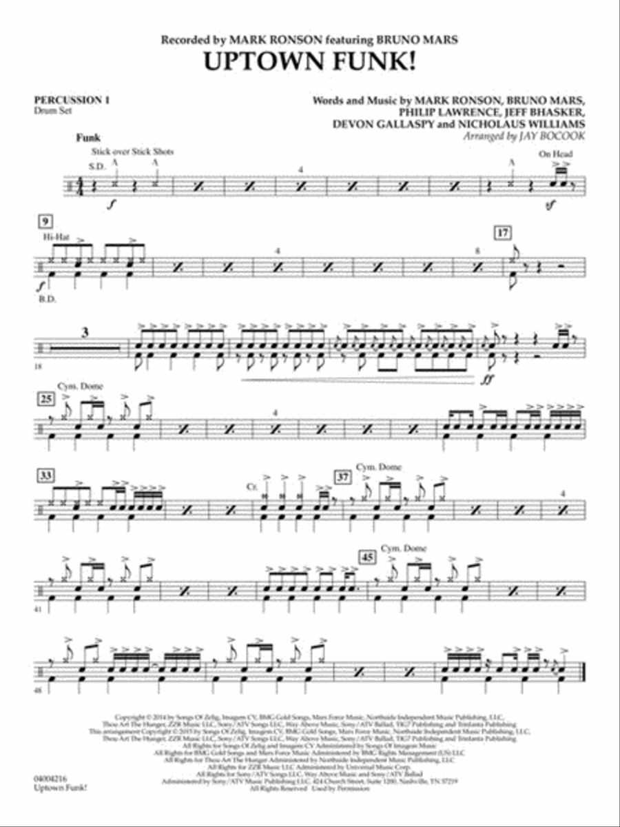 Uptown Funk! Concert Band scores gallery preview page 7