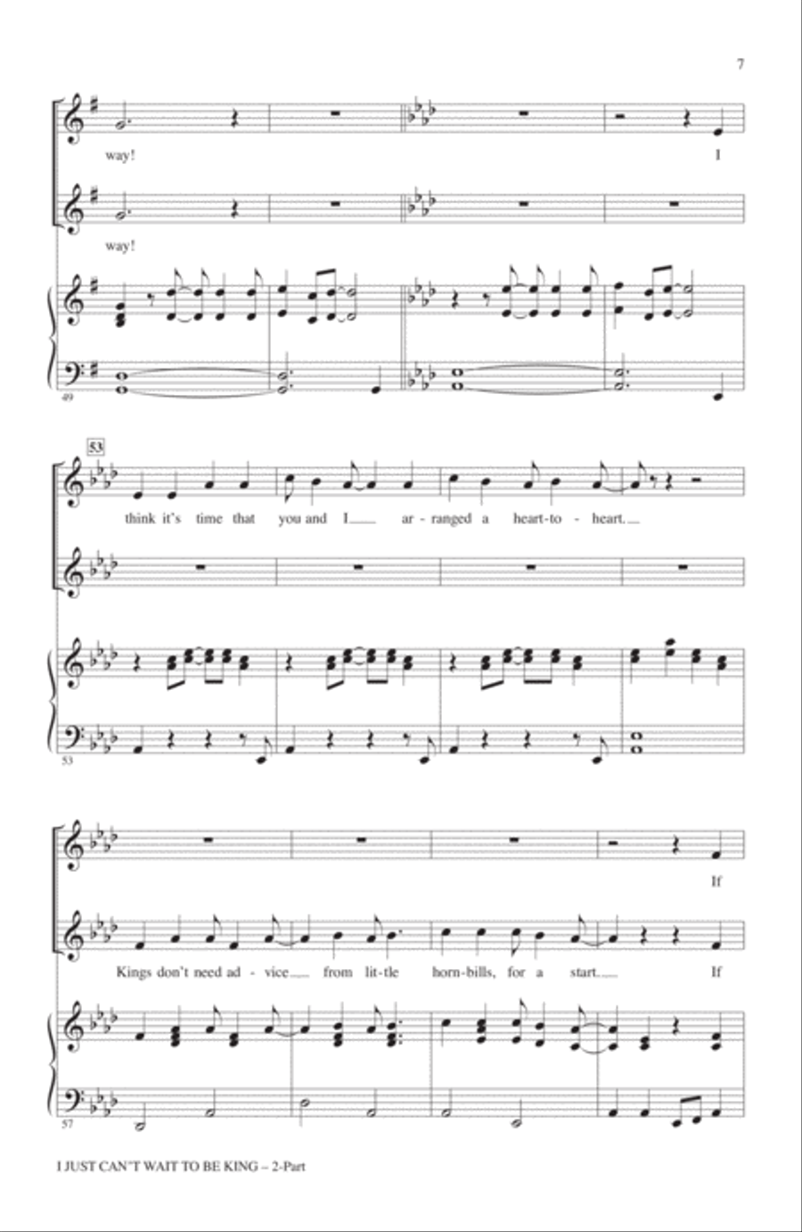 I Just Can't Wait To Be King (arr. Jill Galina) (from The Lion King) 2-Part scores gallery preview page 5