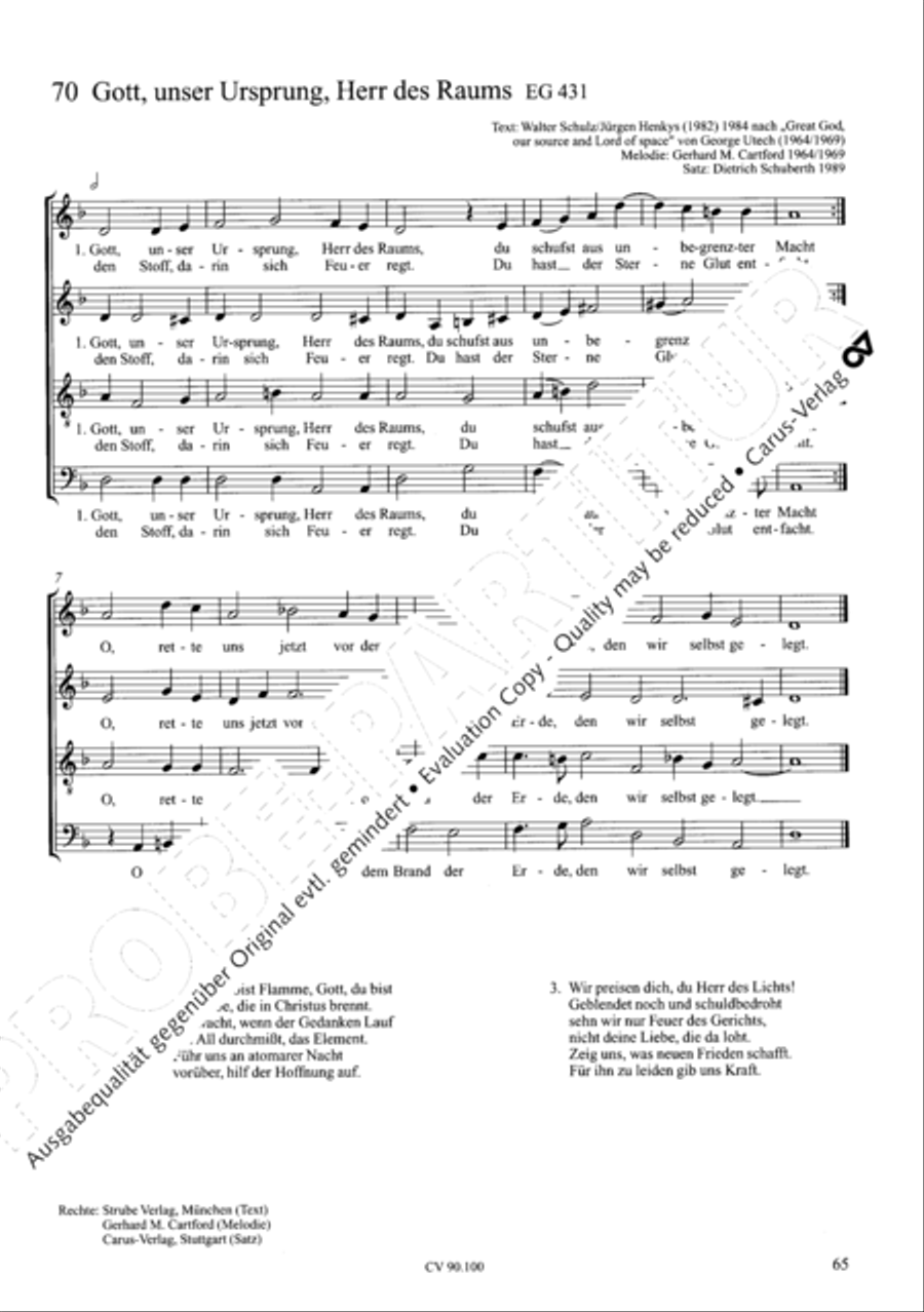 Chorsatze zum Evangelischen Gesangbuch Choir scores gallery preview page 70