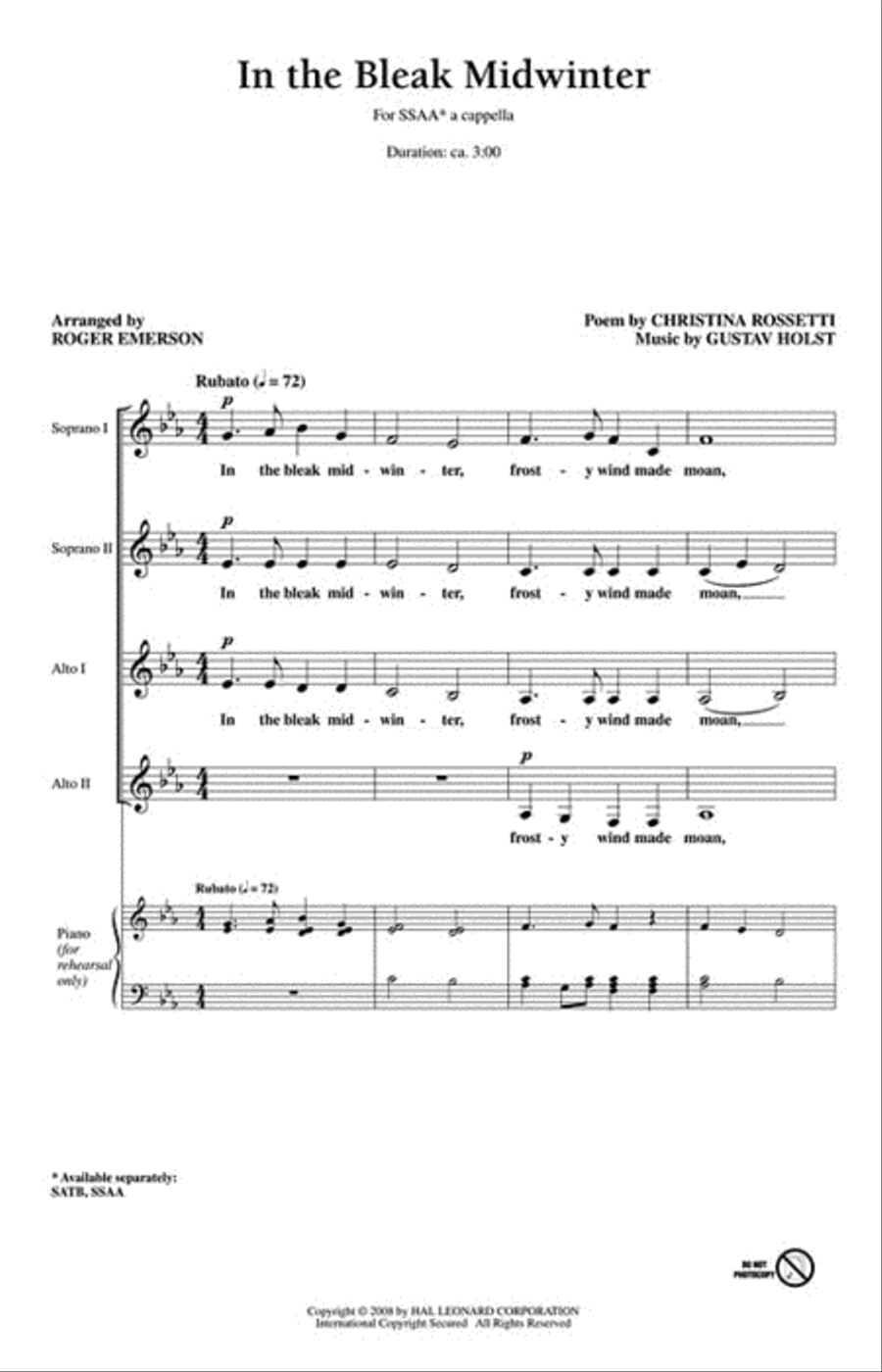 In the Bleak Midwinter In the Bleak Midwinter SSAA scores gallery preview page 2