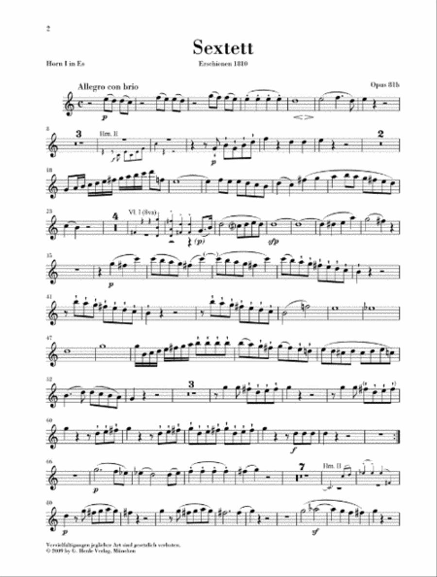 Sextet in E-flat Major, Op. 81b Horn scores gallery preview page 8