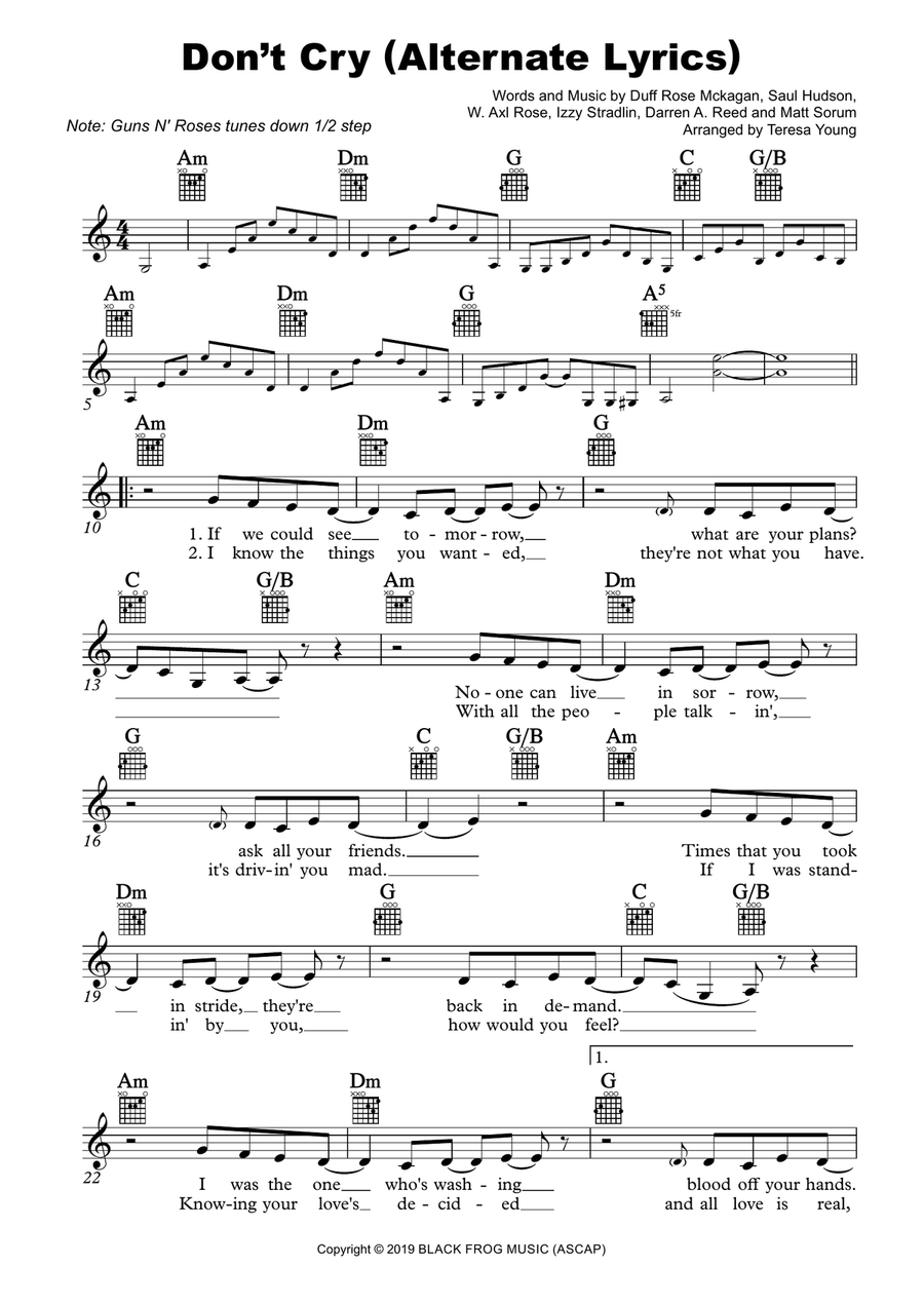 Don't Cry (Alternative Lyrics) Piano scores gallery preview page 1