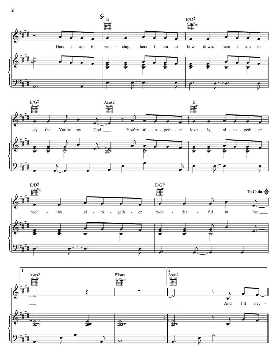 Here I Am To Worship Guitar scores gallery preview page 2
