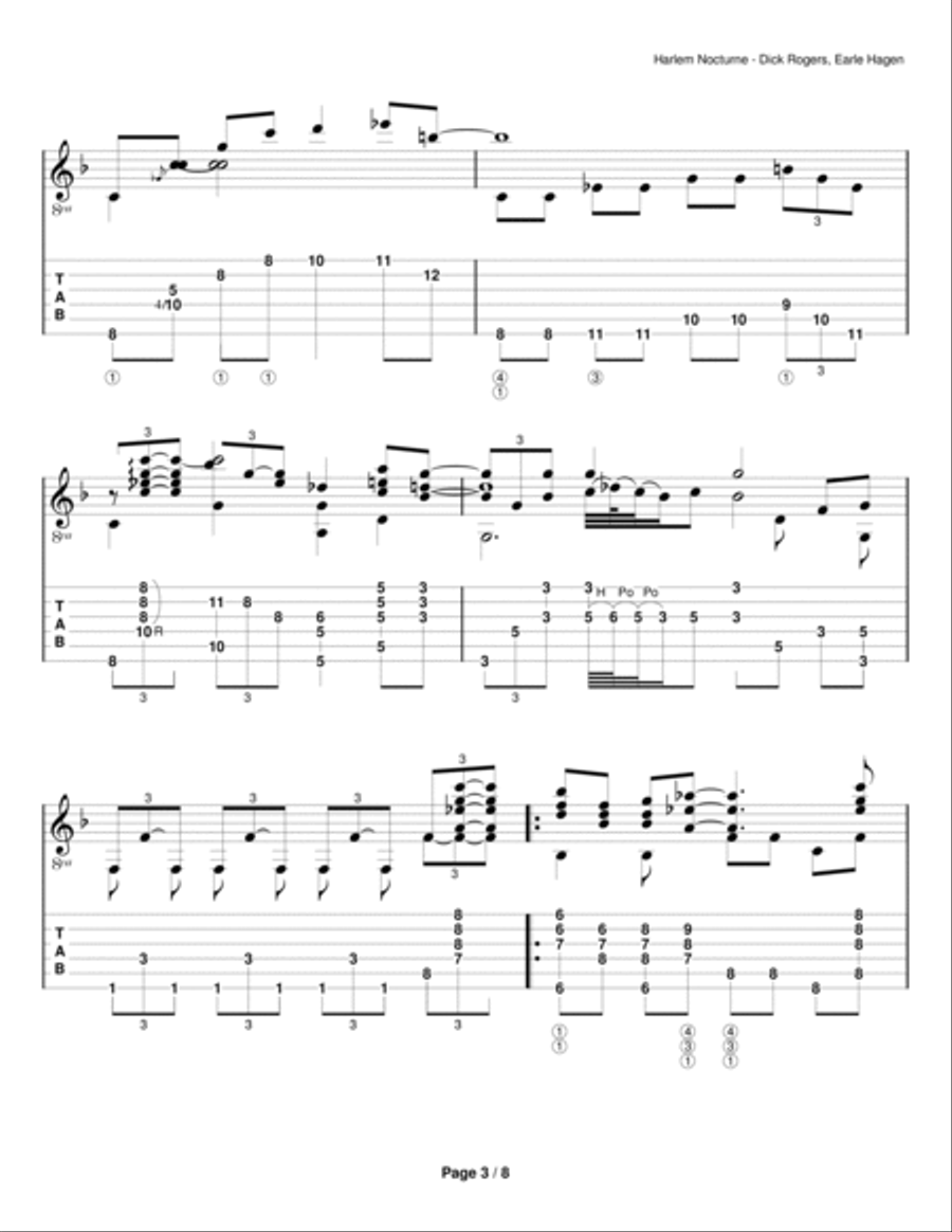 Harlem Nocturne Classical Guitar scores gallery preview page 3
