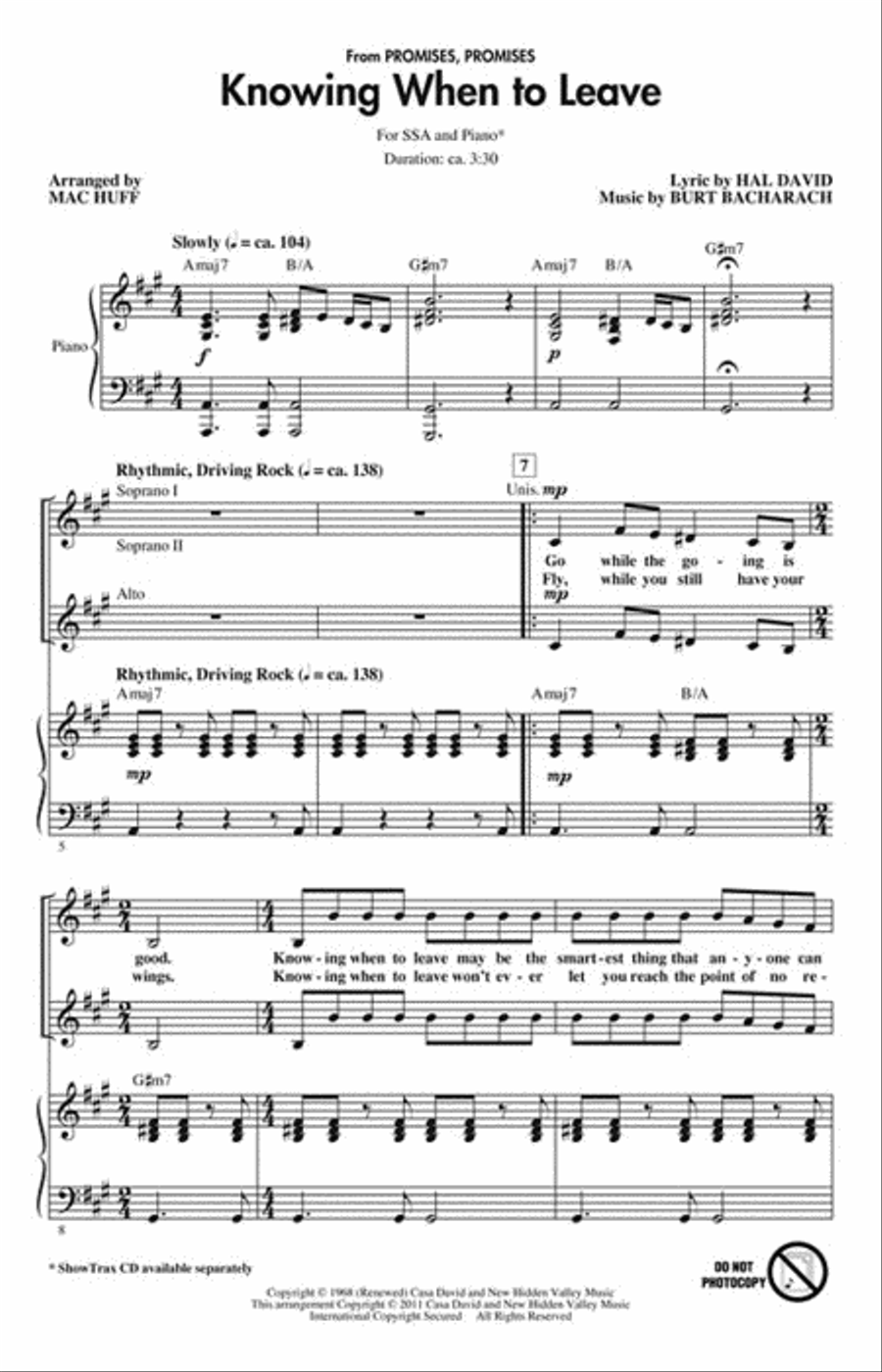 Knowing When to Leave Show Choir scores gallery preview page 2