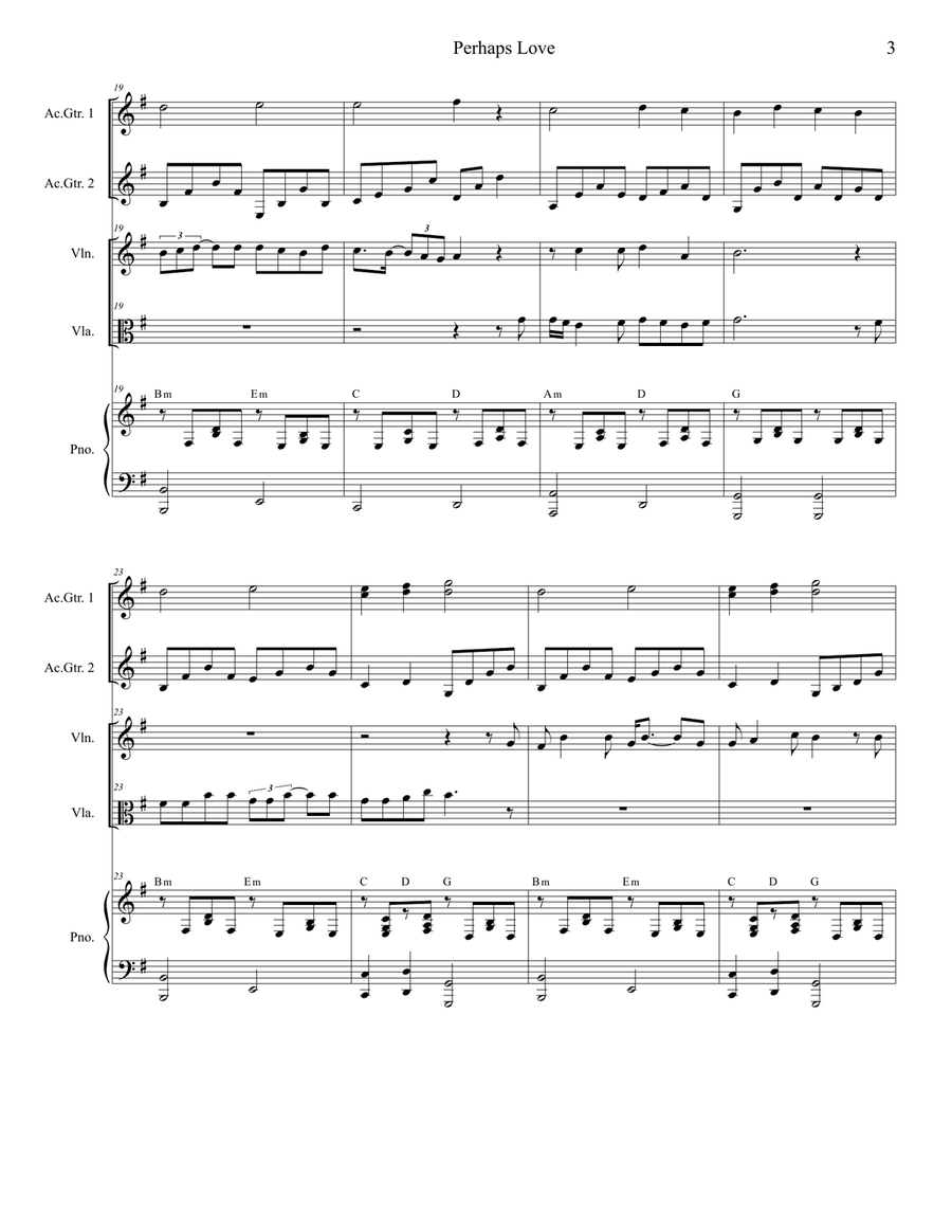 Perhaps Love Perhaps Love String Duet scores gallery preview page 3