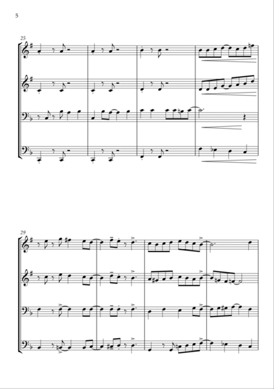 Kana Kaloka (here Comes Santa Claus) Brass Quartet scores gallery preview page 6