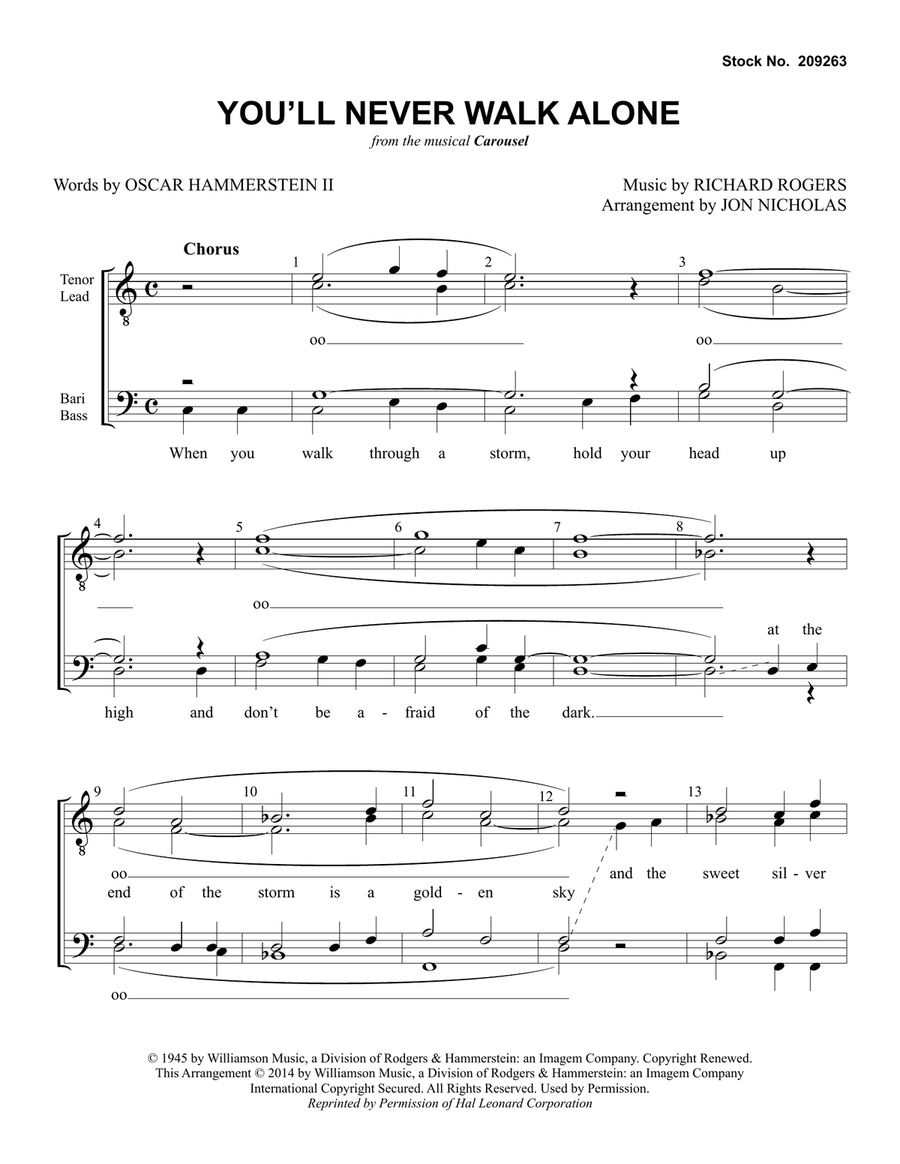 You'll Never Walk Alone (from Carousel) (arr. Jon Nicholas)
