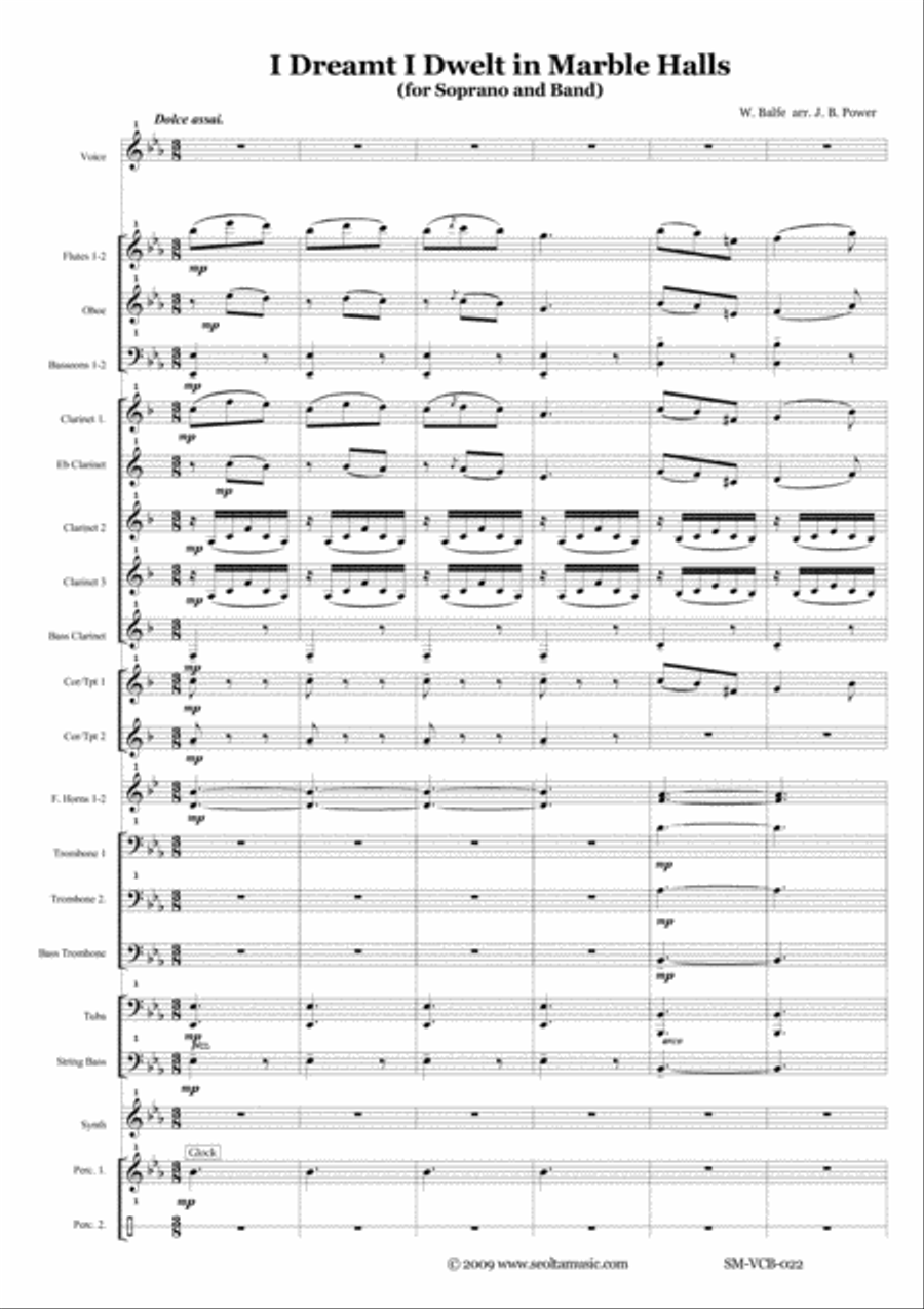 I dreamt I dwelt in Marble Halls (M. Balfe) for soprano and concert band Concert Band scores gallery preview page 1
