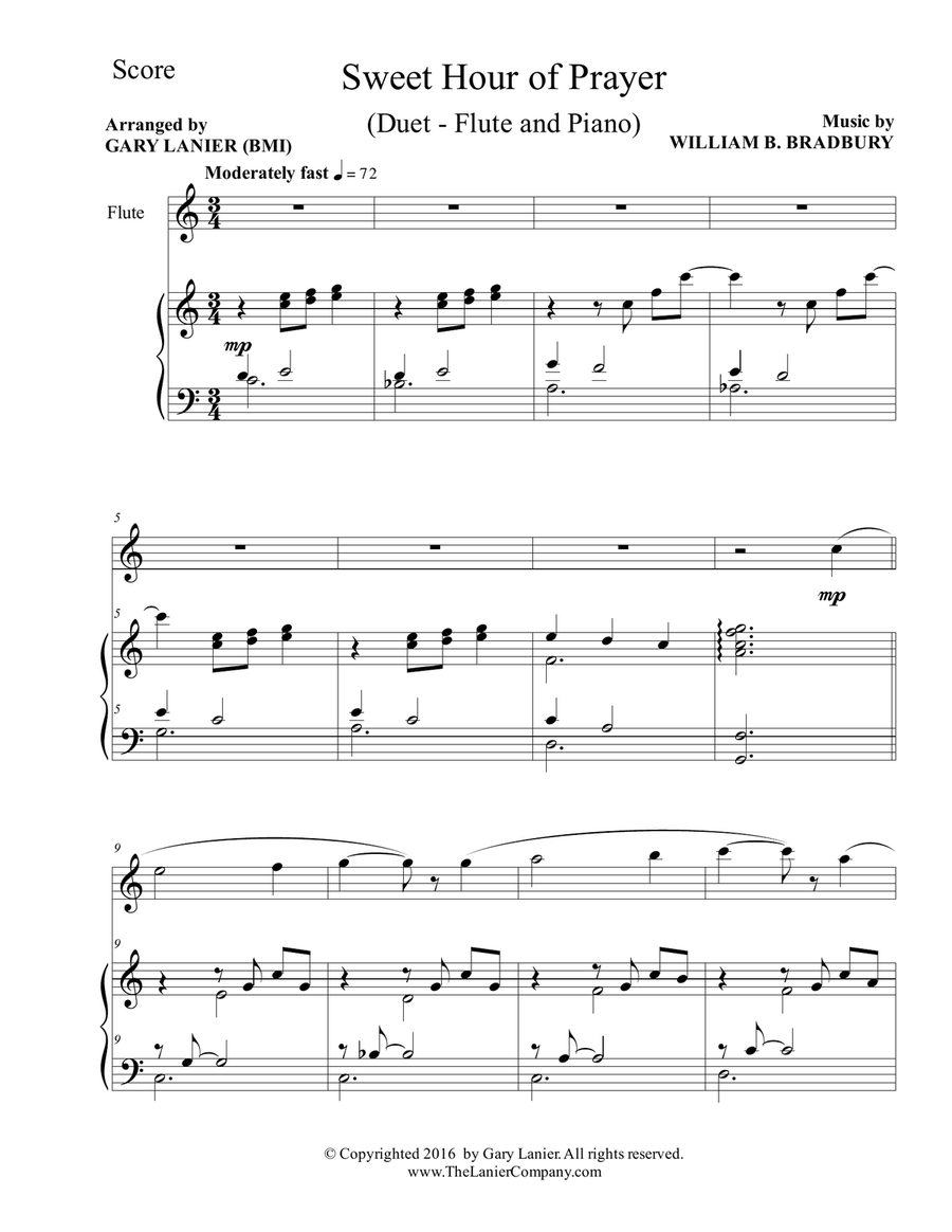 SWEET HOUR OF PRAYER (Duet – Flute & Piano with Score/Part) Flute Solo scores gallery preview page 2