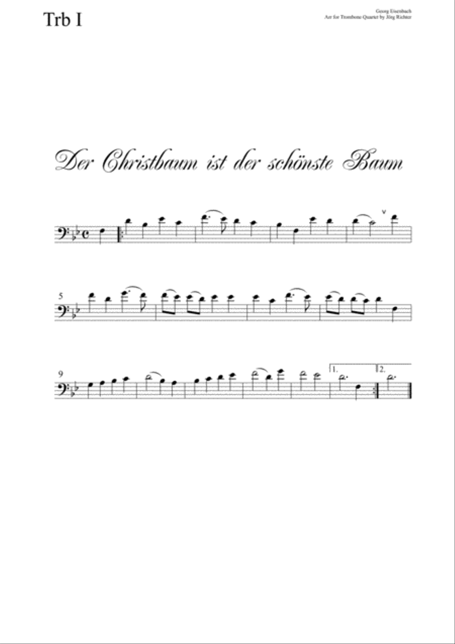 The Christmas tree is the most beautiful tree for Trombone Quartet Brass Quartet scores gallery preview page 3