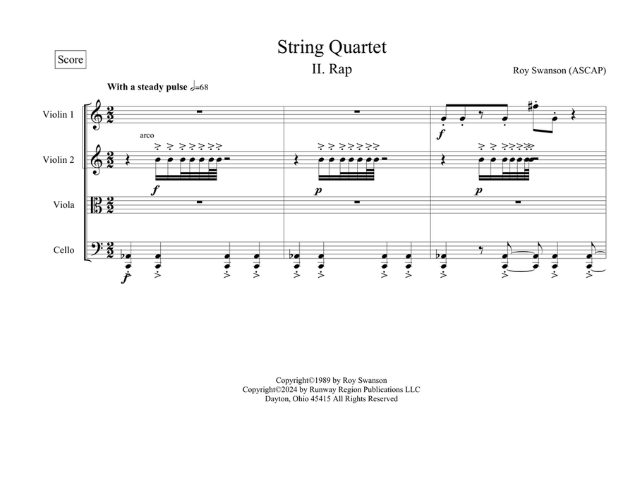 String Quartet in Three Movements String Quartet scores gallery preview page 6
