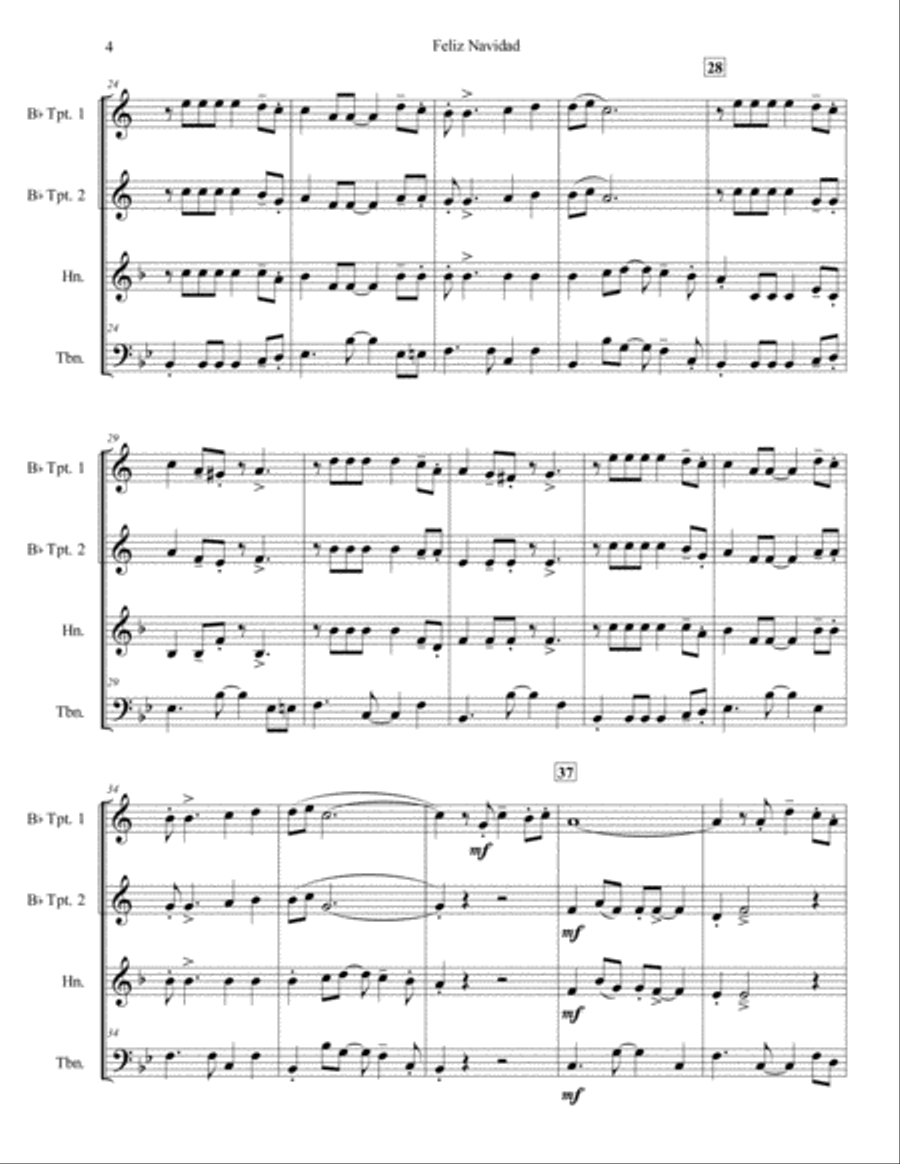Feliz Navidad Brass Ensemble scores gallery preview page 4