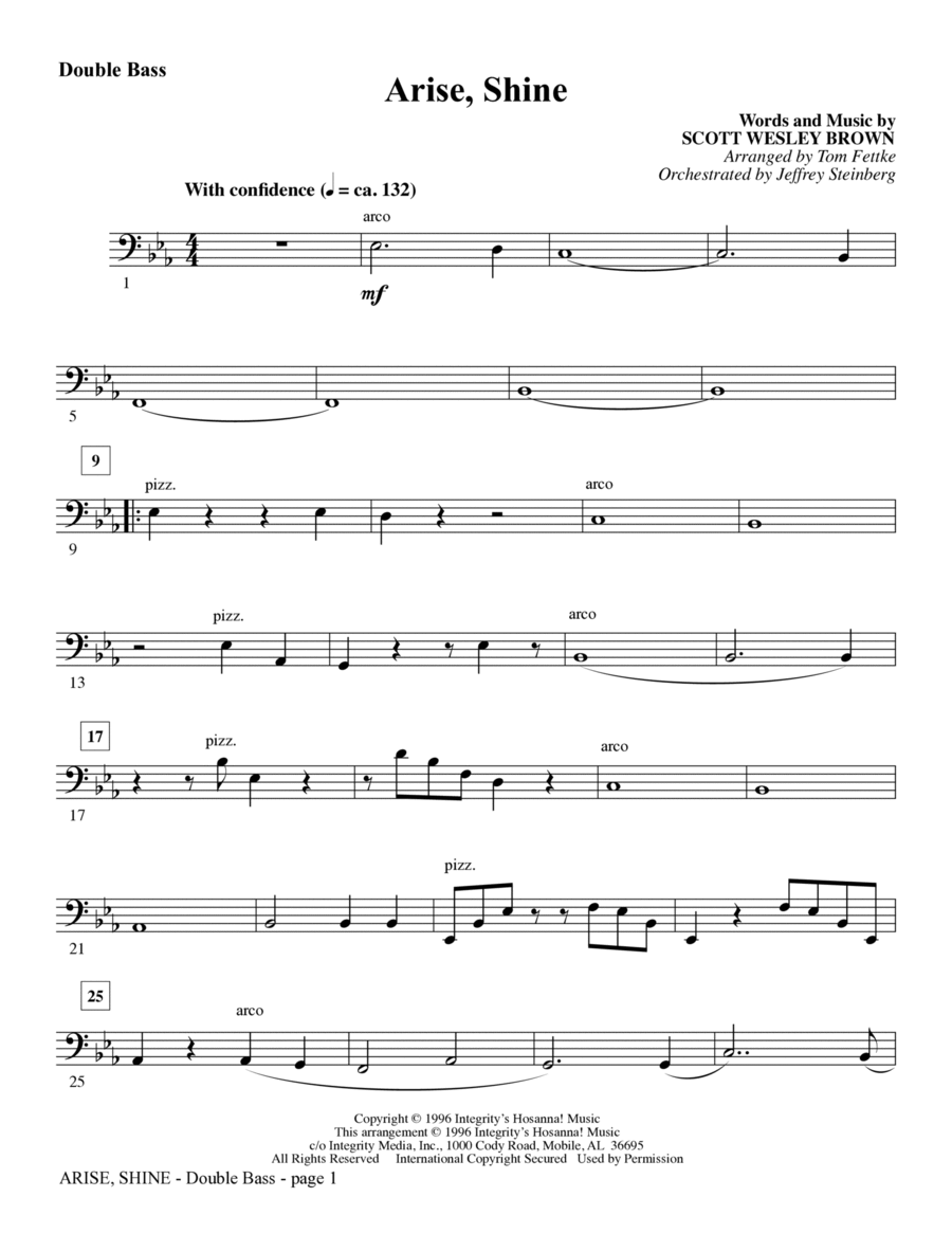 Arise, Shine (arr. Tom Fettke) - Double Bass Choir scores gallery preview page 1