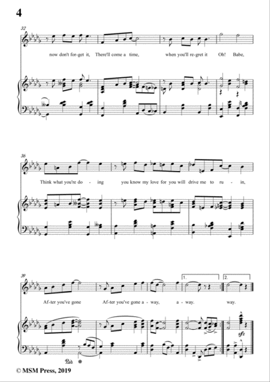 Turner Layton-After You've Gone,in D flat Major,for Voice and Piano Voice Solo scores gallery preview page 6