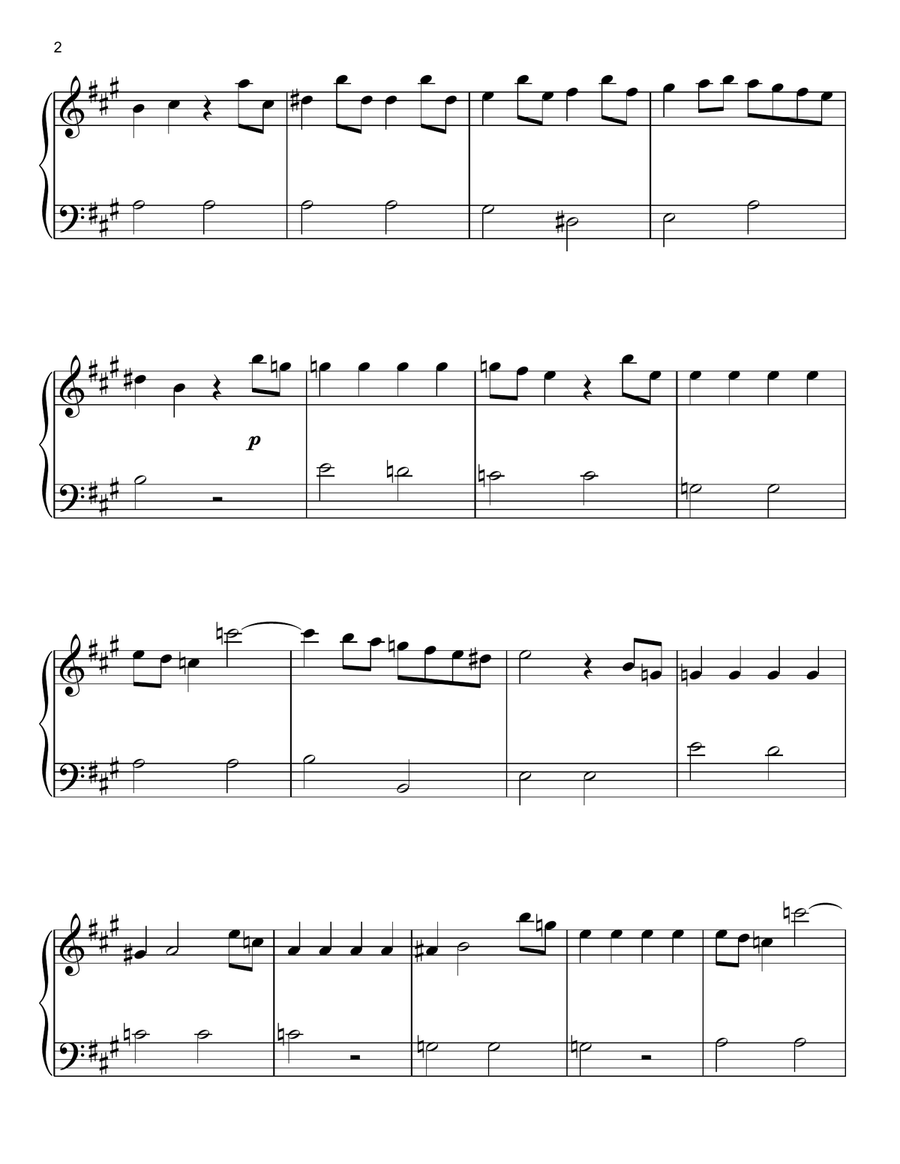Sonata In A Major, L. 483 Easy Piano scores gallery preview page 2