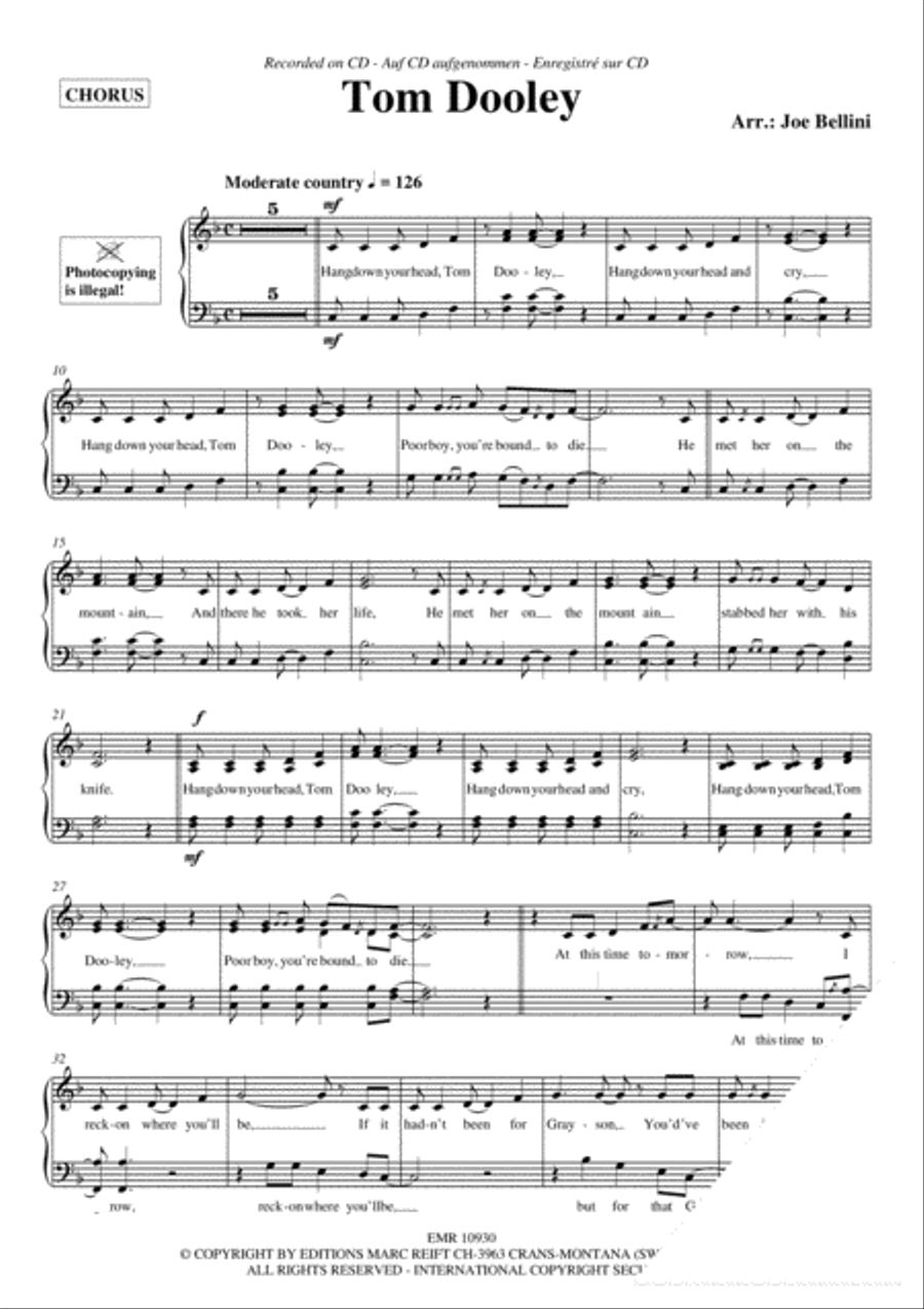 Tom Dooley 4-Part scores gallery preview page 4