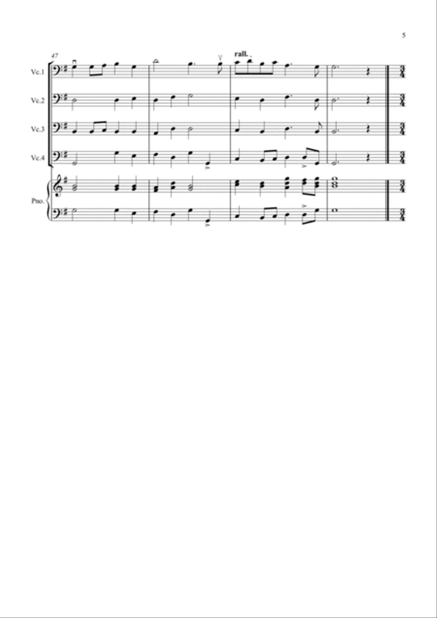 2 Classical Favourites for Cello Quartet (volume three) Cello scores gallery preview page 5