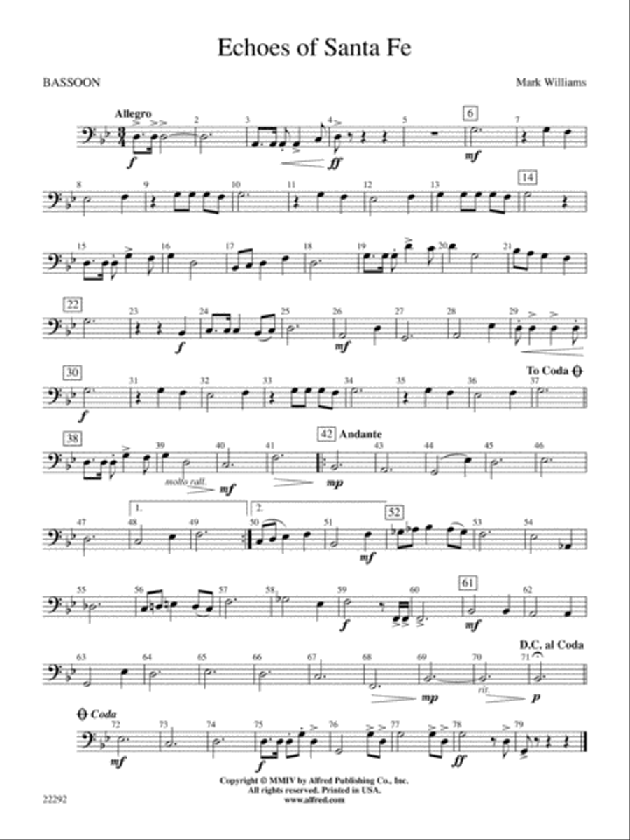 Echoes of Santa Fe: Bassoon Concert Band scores gallery preview page 1